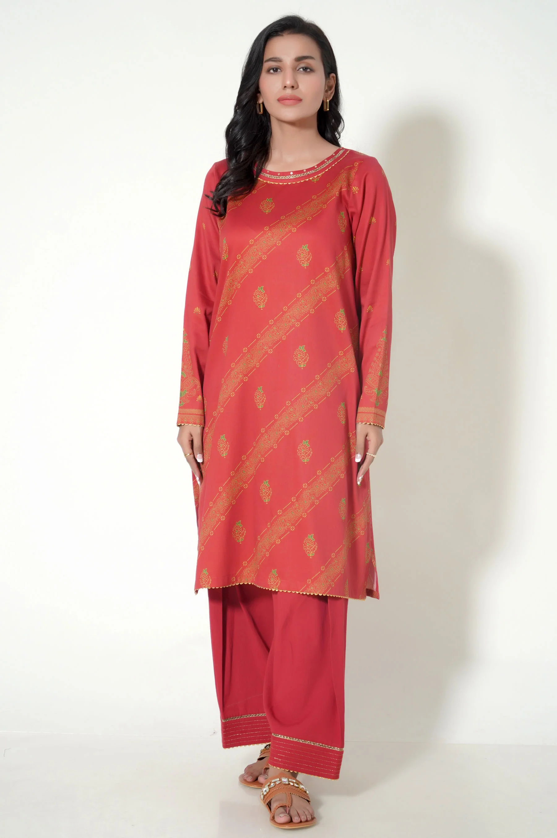 Unstitched 3 Piece Paste Printed Cottle Suit - Image 5