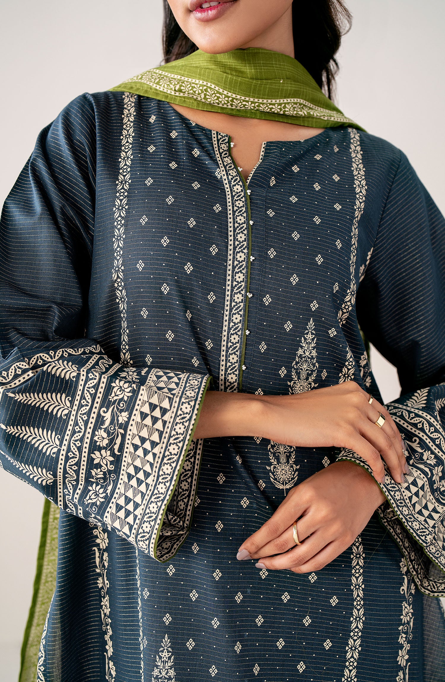 Unstitched 3 Piece Paste Printed Dobby Mysuri Suit - Image 2