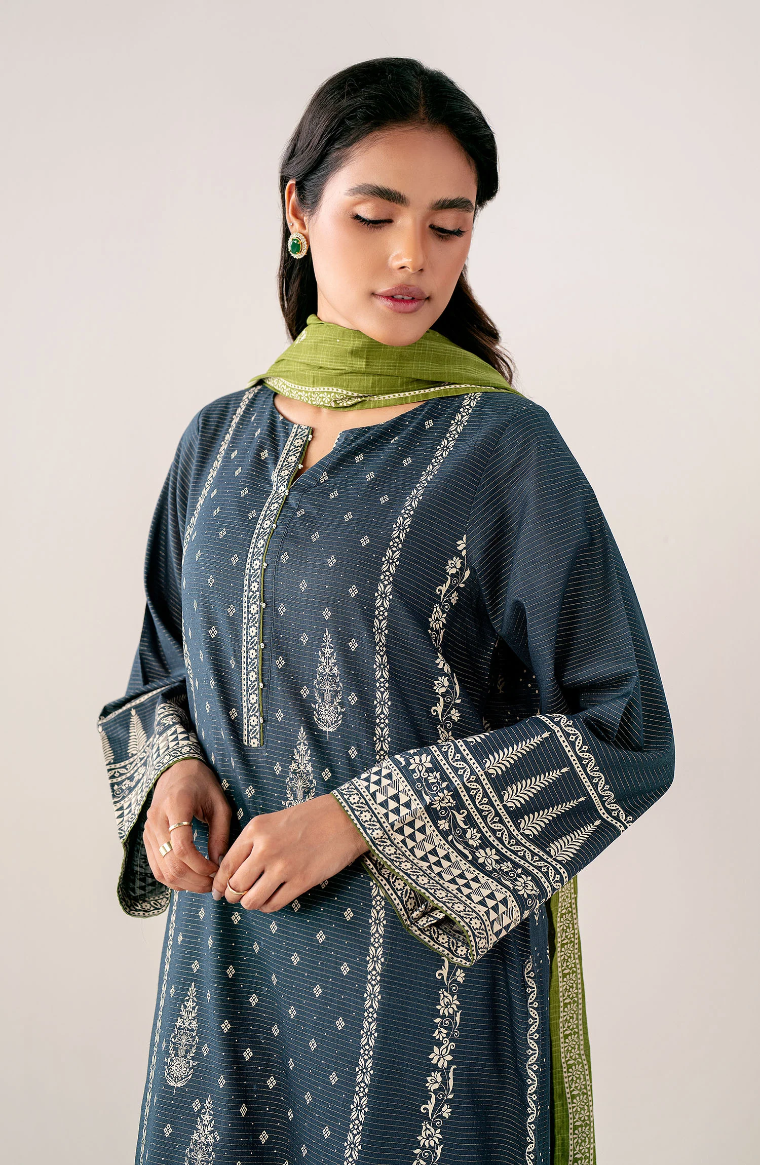 Unstitched 3 Piece Paste Printed Dobby Mysuri Suit - Image 4
