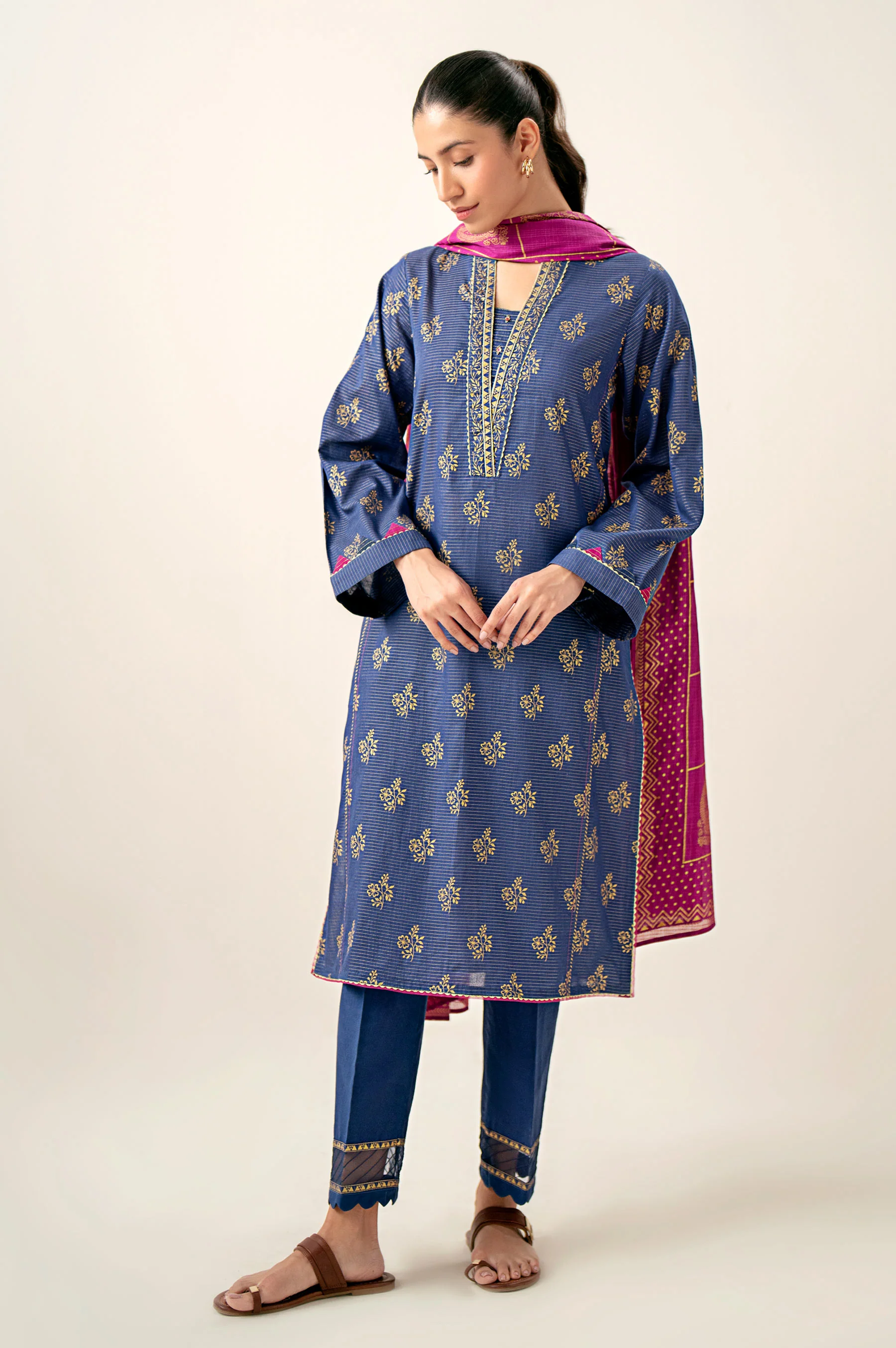 Unstitched 3 Piece Paste Printed Dobby Mysuri Suit - Image 3