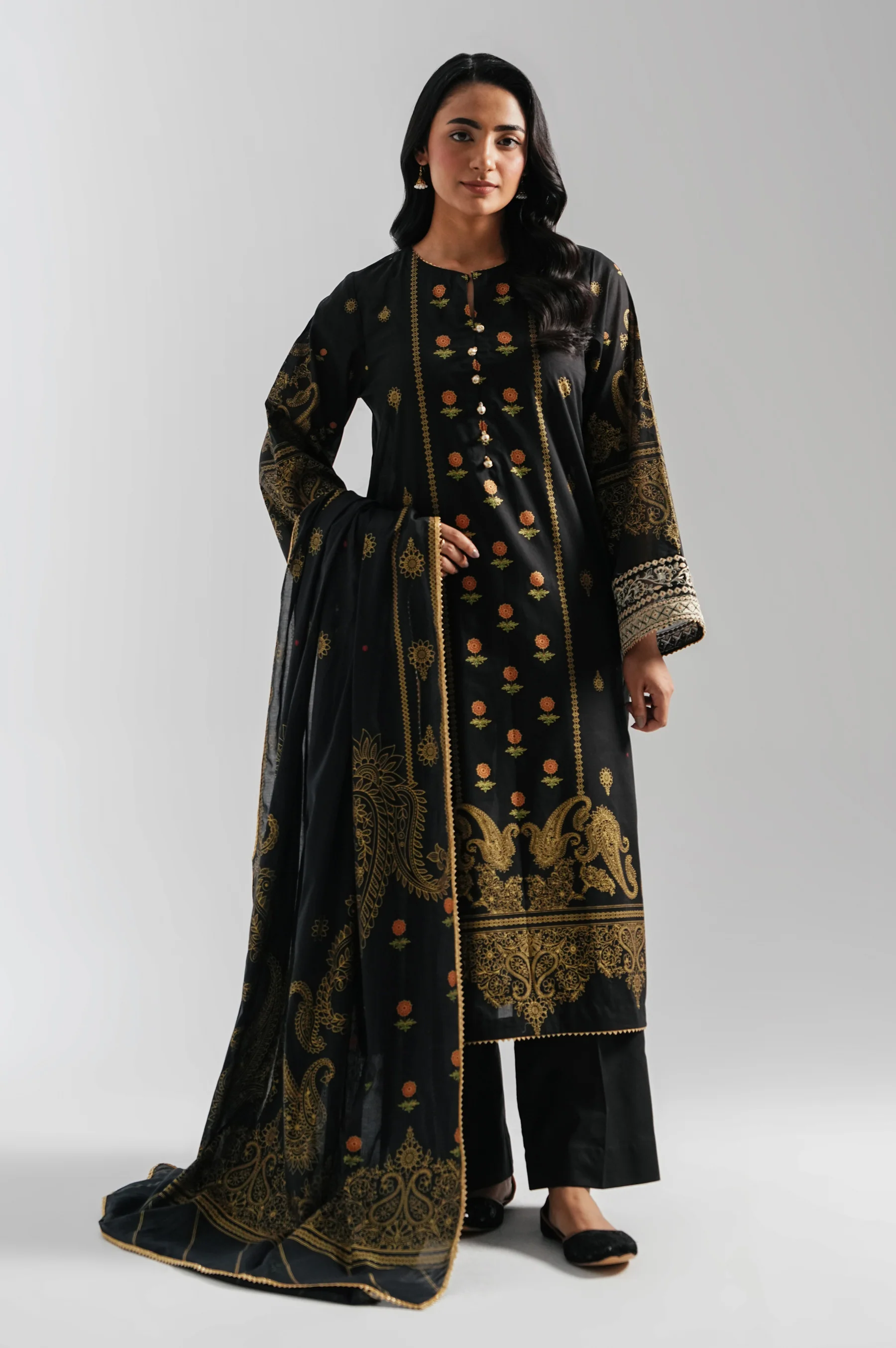 UNSTITCHED EMBROIDERED SUIT
