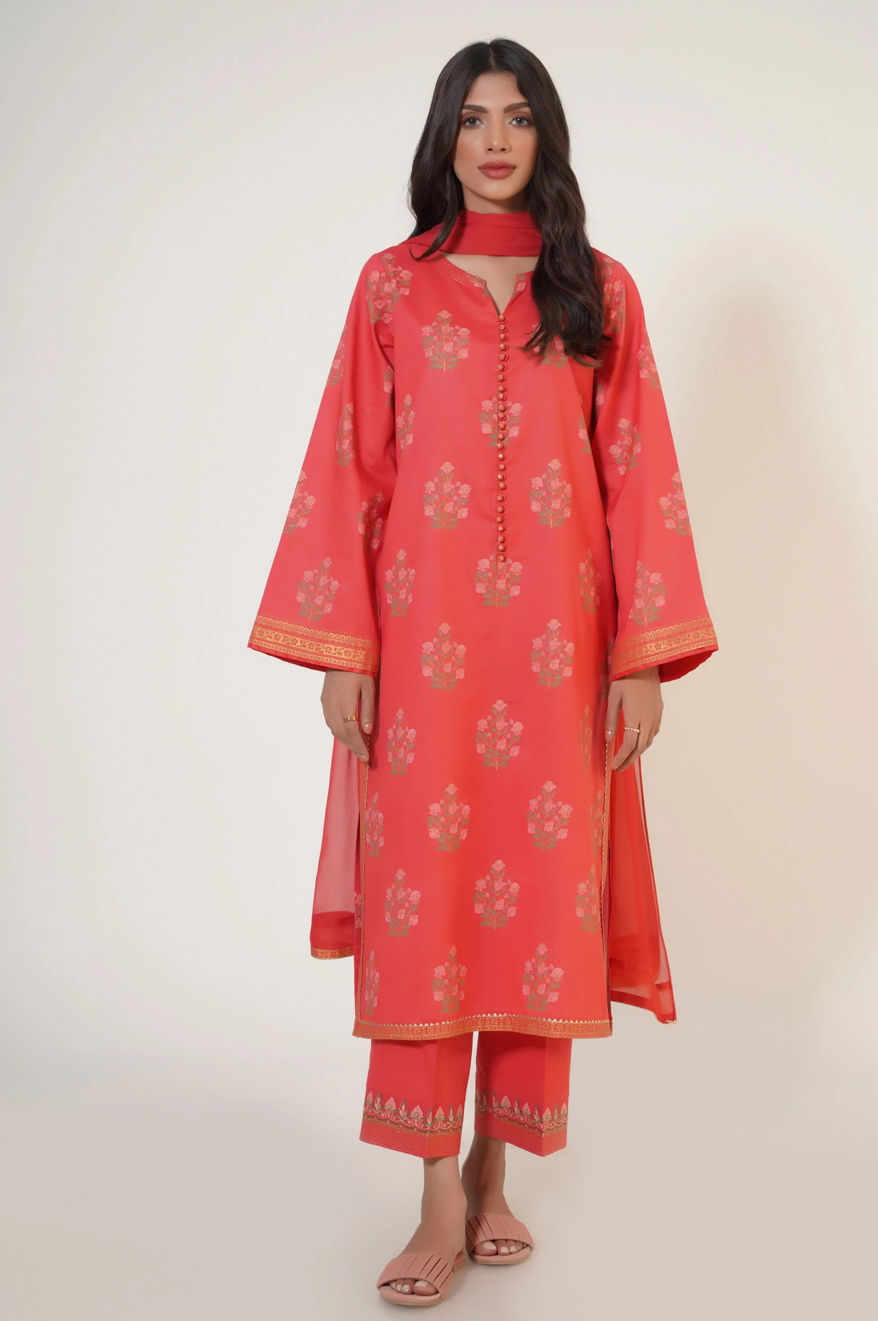Unstitched 3 Piece Paste Printed Lawn Suit