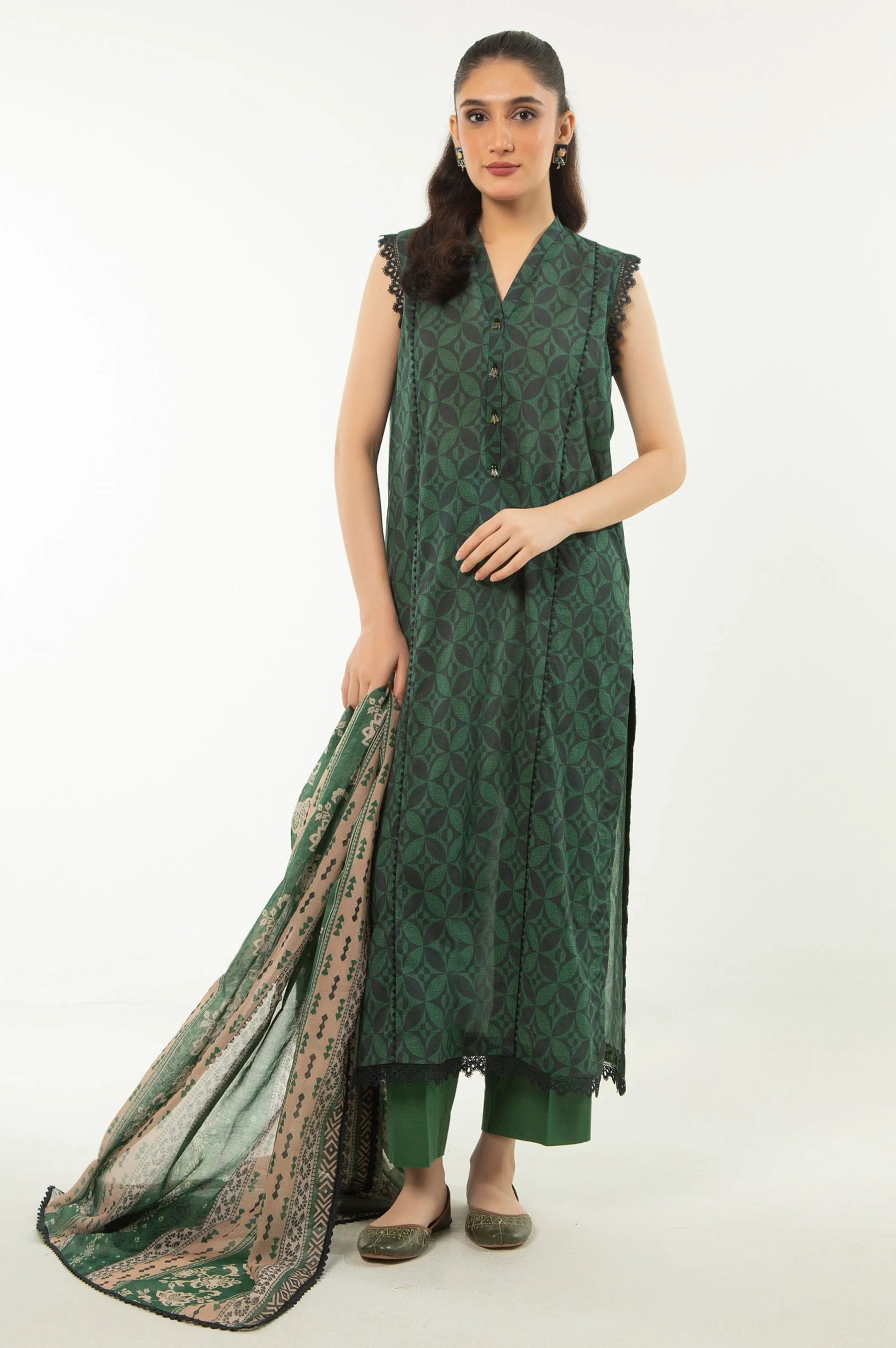 UNSTITCHED PRINTED LAWN 3 PIECE SUIT - Image 5
