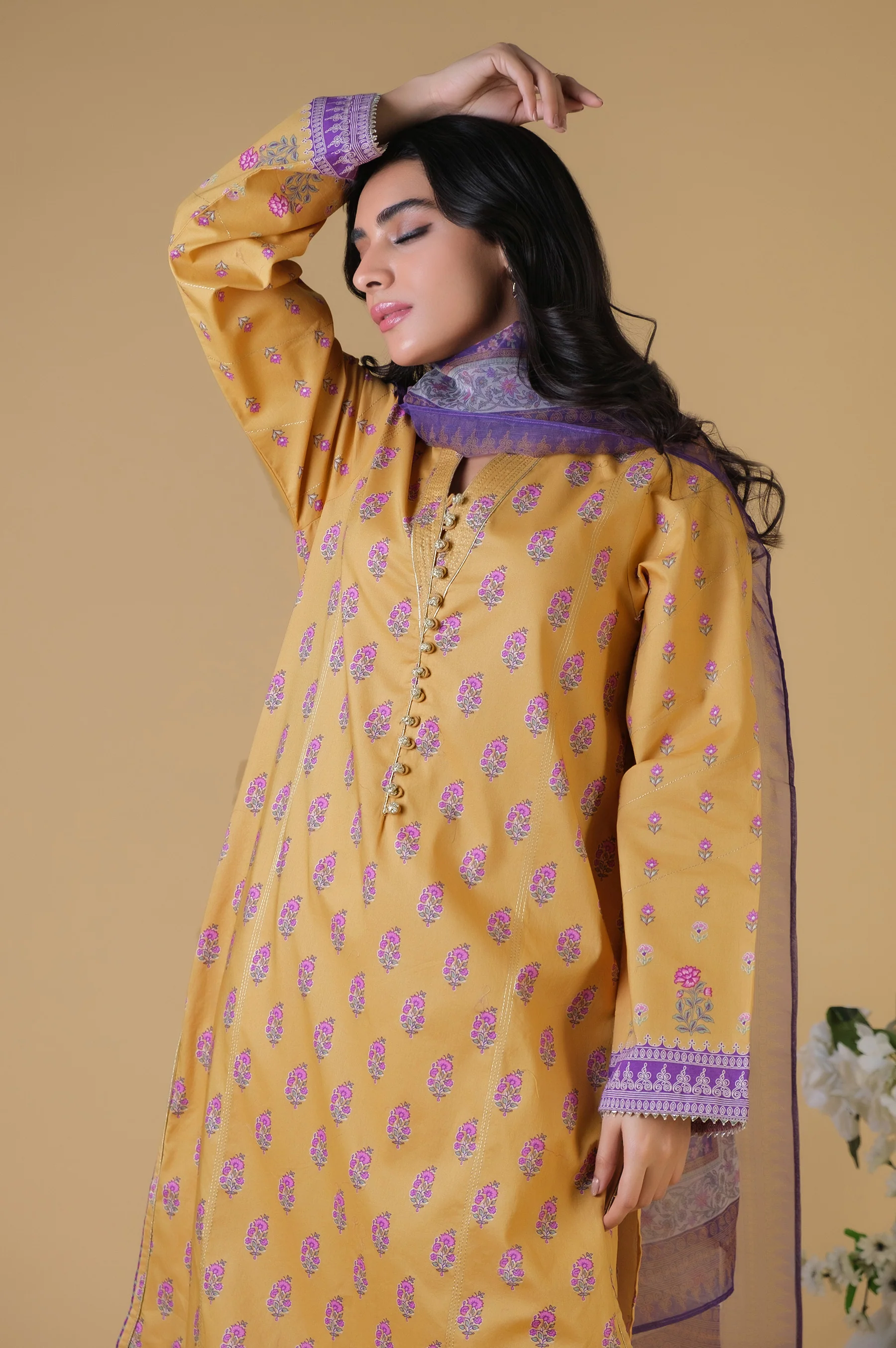 Unstitched 3 Piece Printed Cambric Suit - Image 2