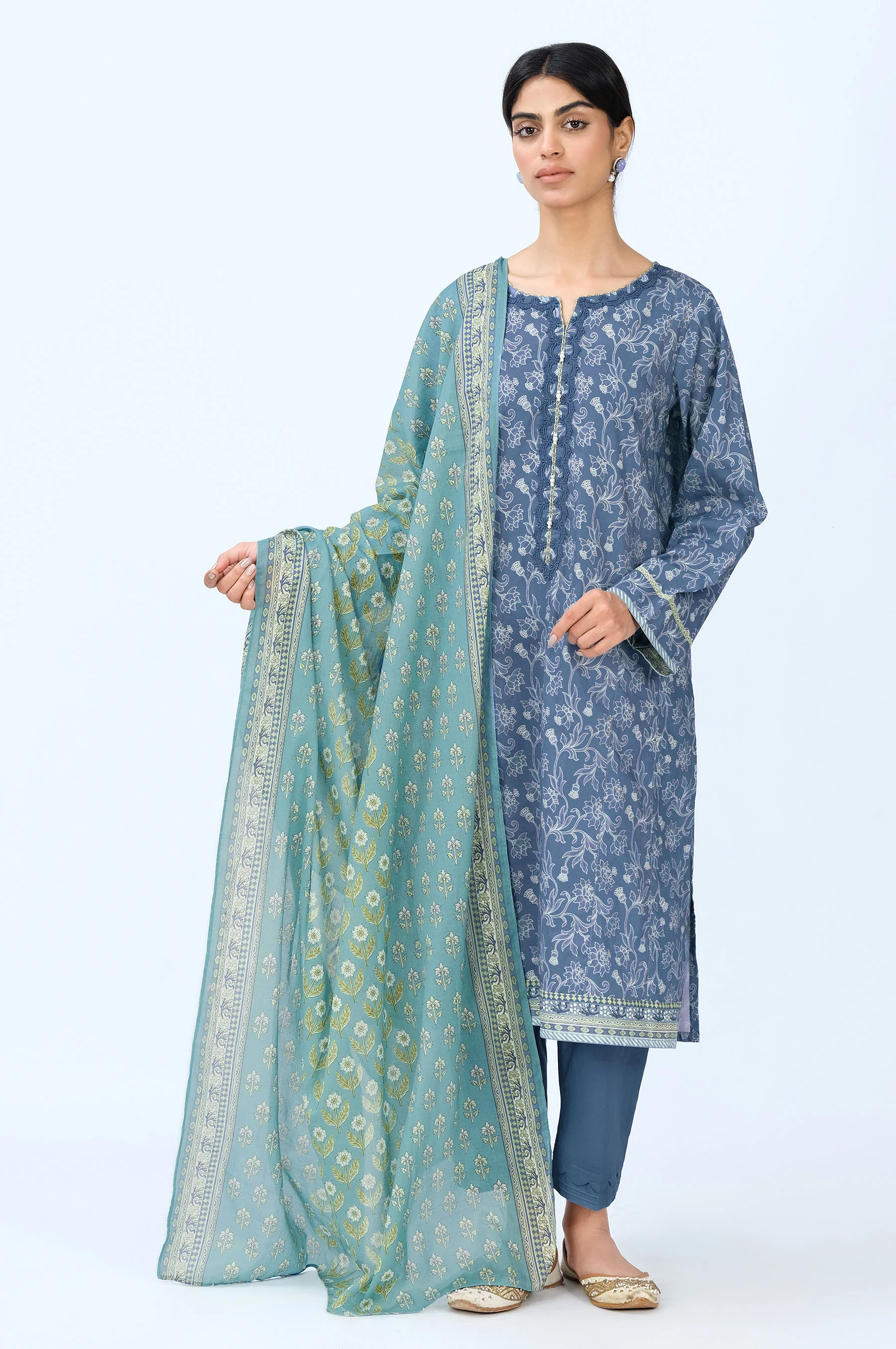 Unstitched 3 Piece Printed Cambric Suit