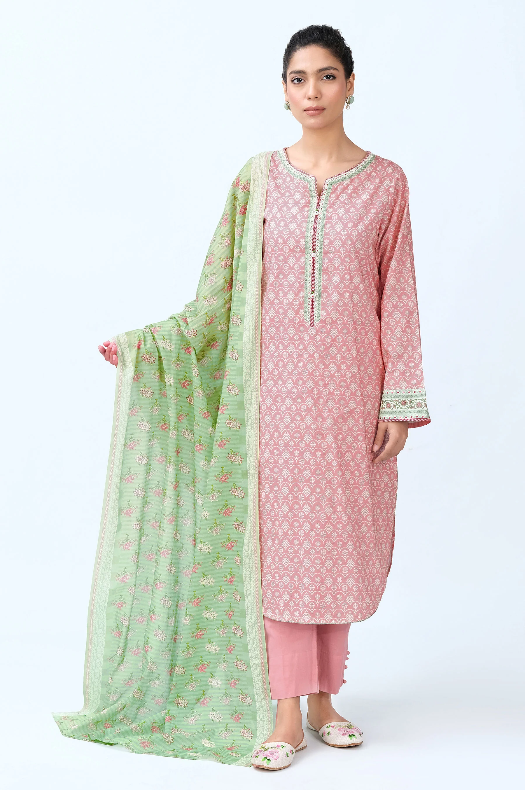 Unstitched 3 Piece Printed Cambric Suit