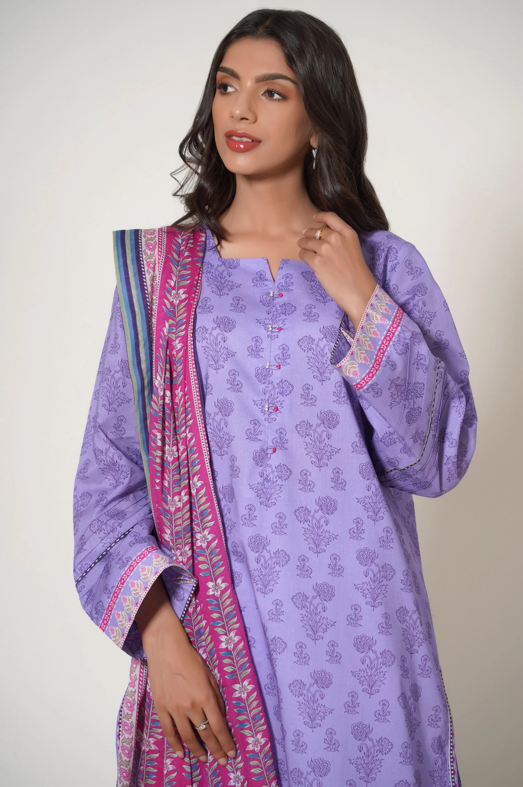 Unstitched 3 Piece Printed Cambric Suit - Image 2