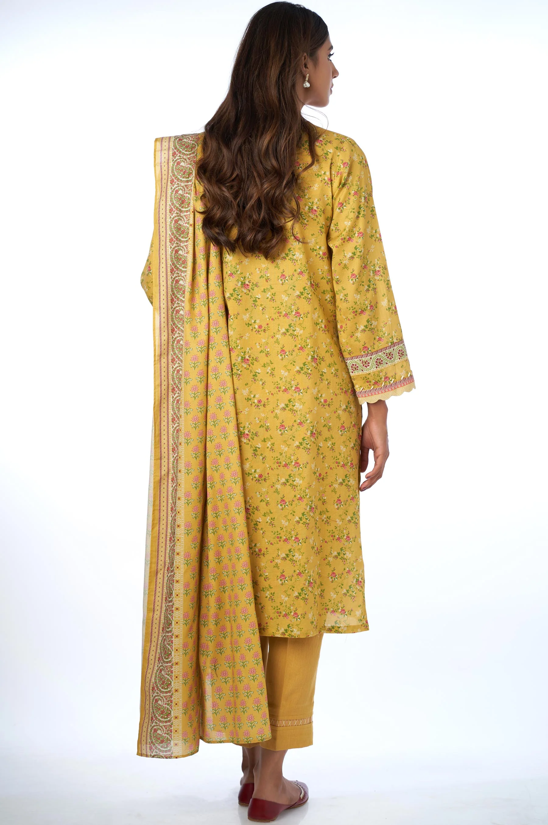 Unstitched 3 Piece Printed Cottel Suit - Image 2