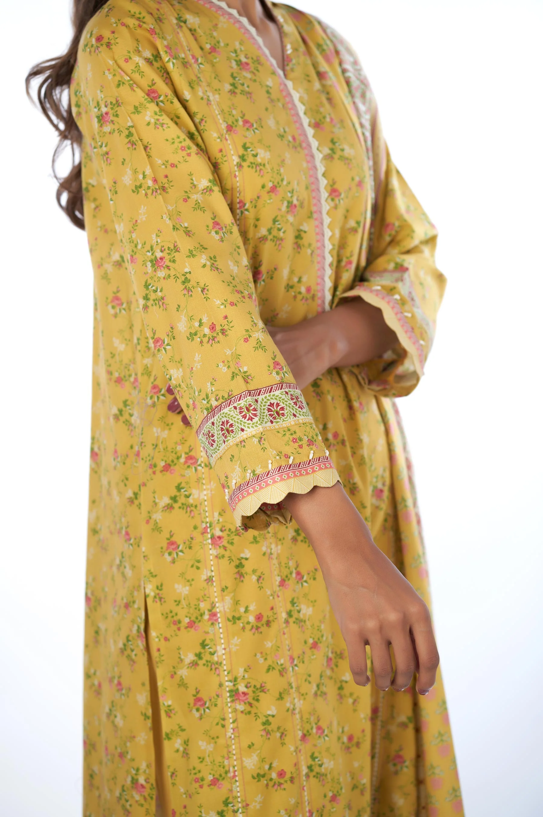 Unstitched 3 Piece Printed Cottel Suit - Image 6