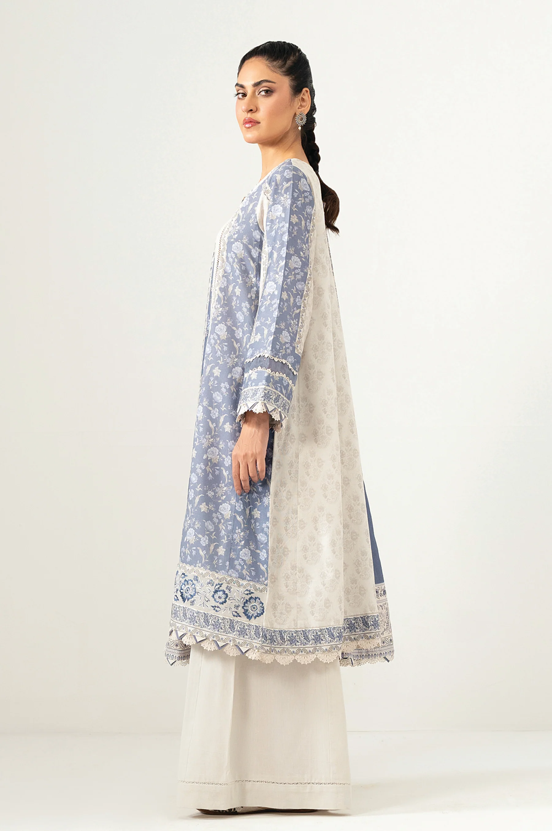 Unstitched 3 Piece Printed Cottel Suit - Image 4
