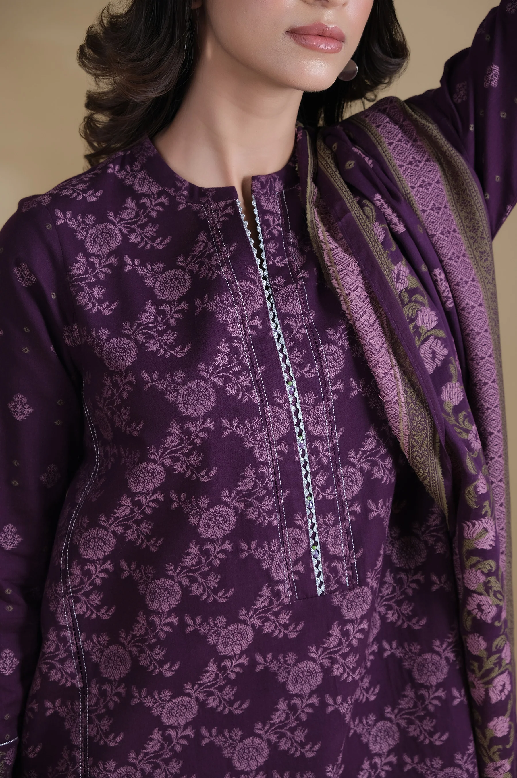 Unstitched 3 Piece Dyed Jacquard Suit - Image 6