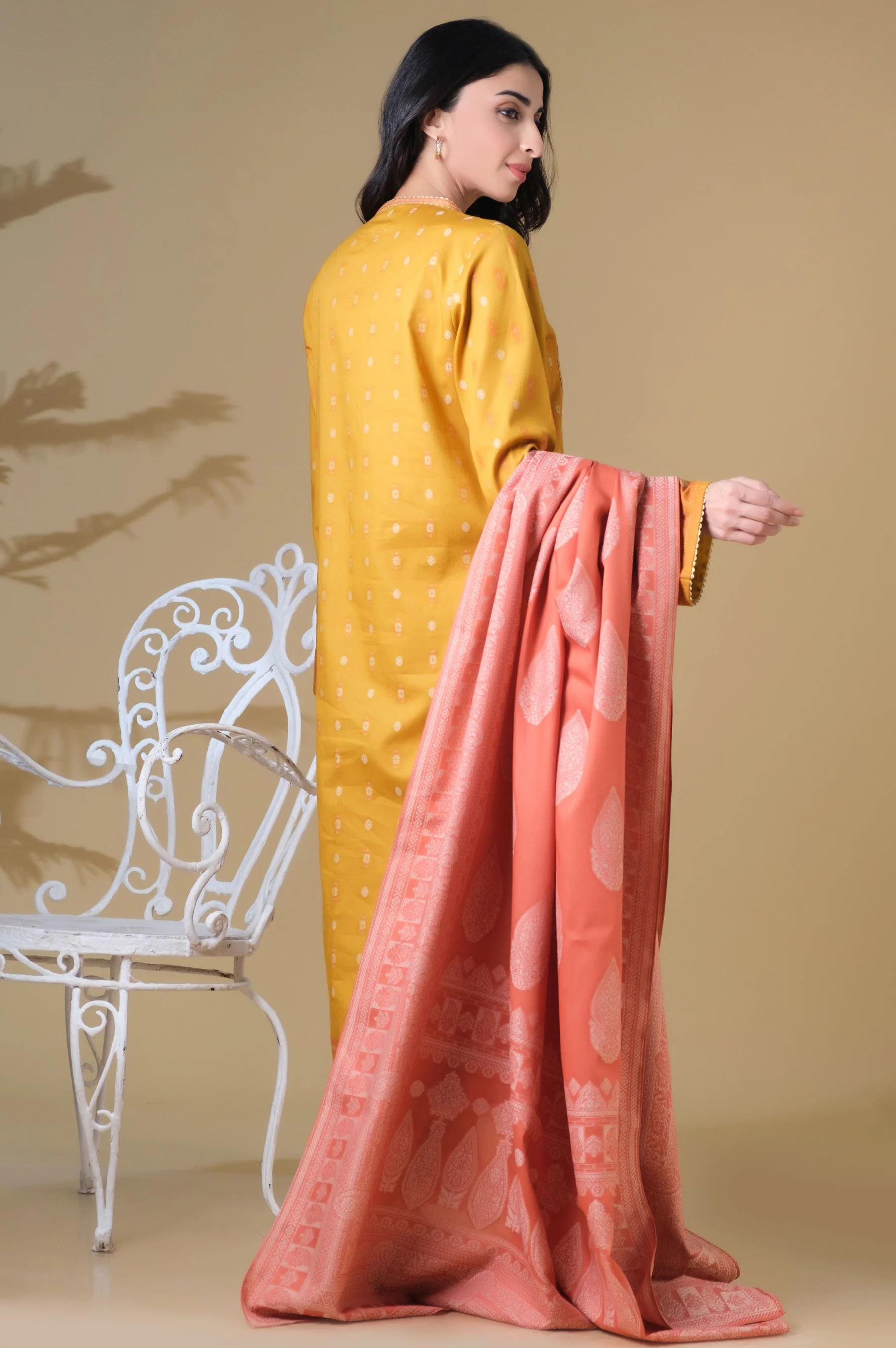 Unstitched 3 Piece Dyed Jacquard Suit - Image 3
