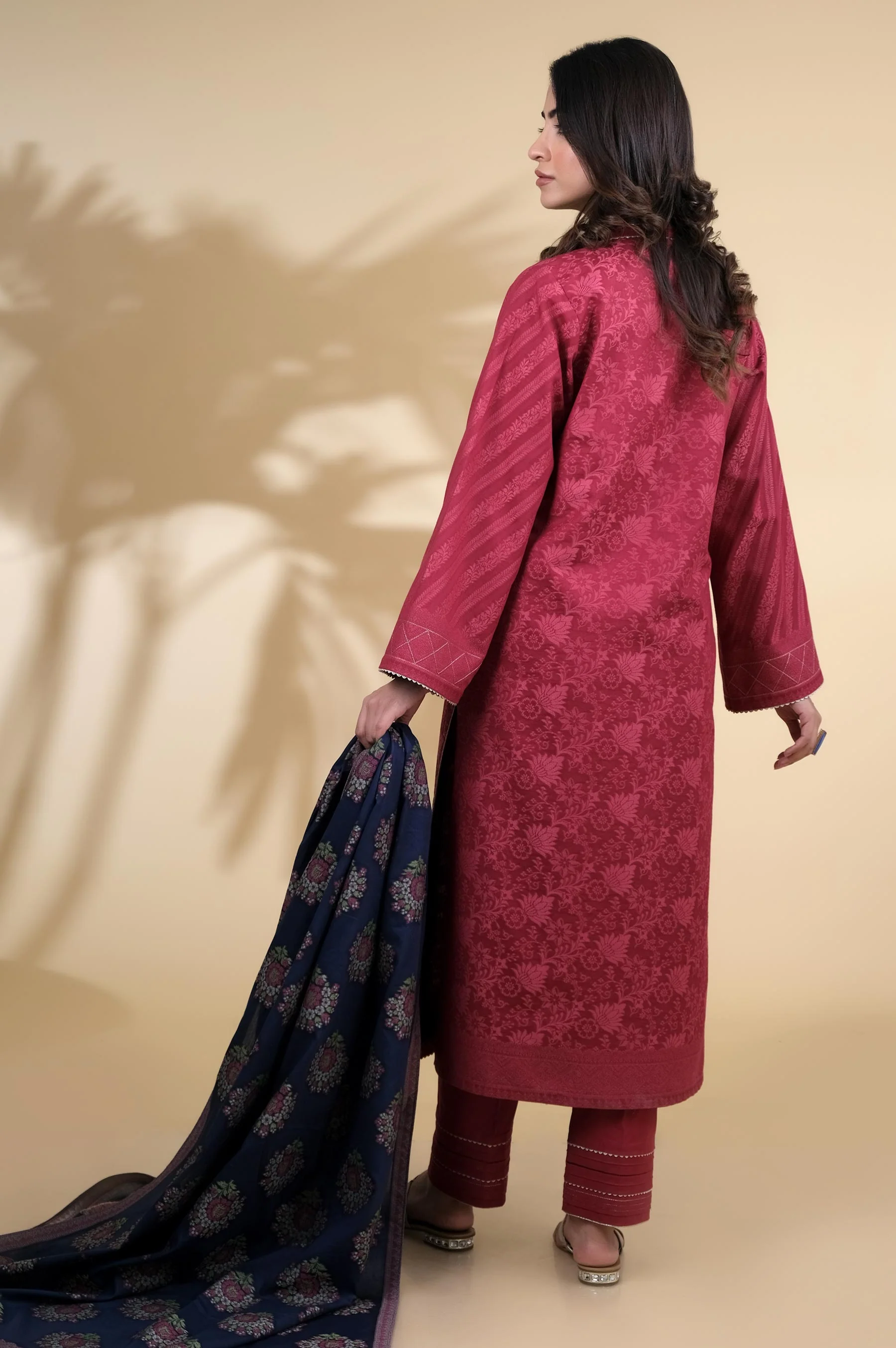 Unstitched 3 Piece Dyed Jacquard Suit - Image 8