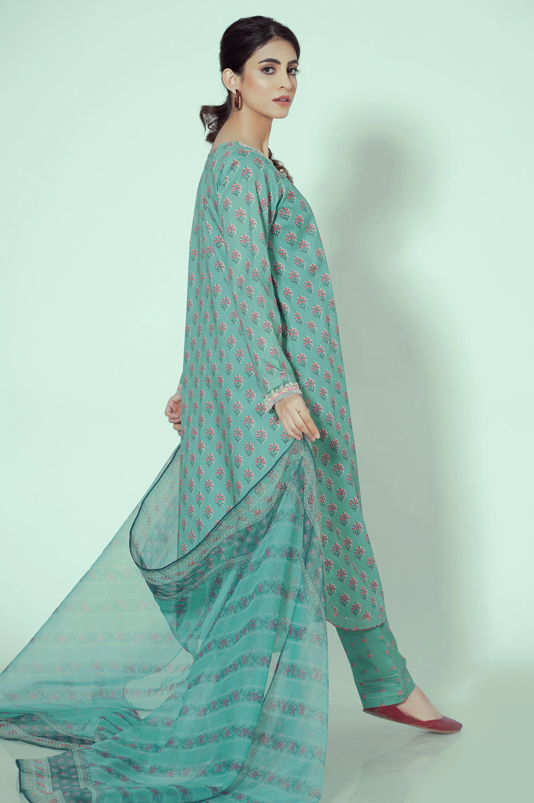 Unstitched 3 Piece Printed Lawn Suit - Image 2