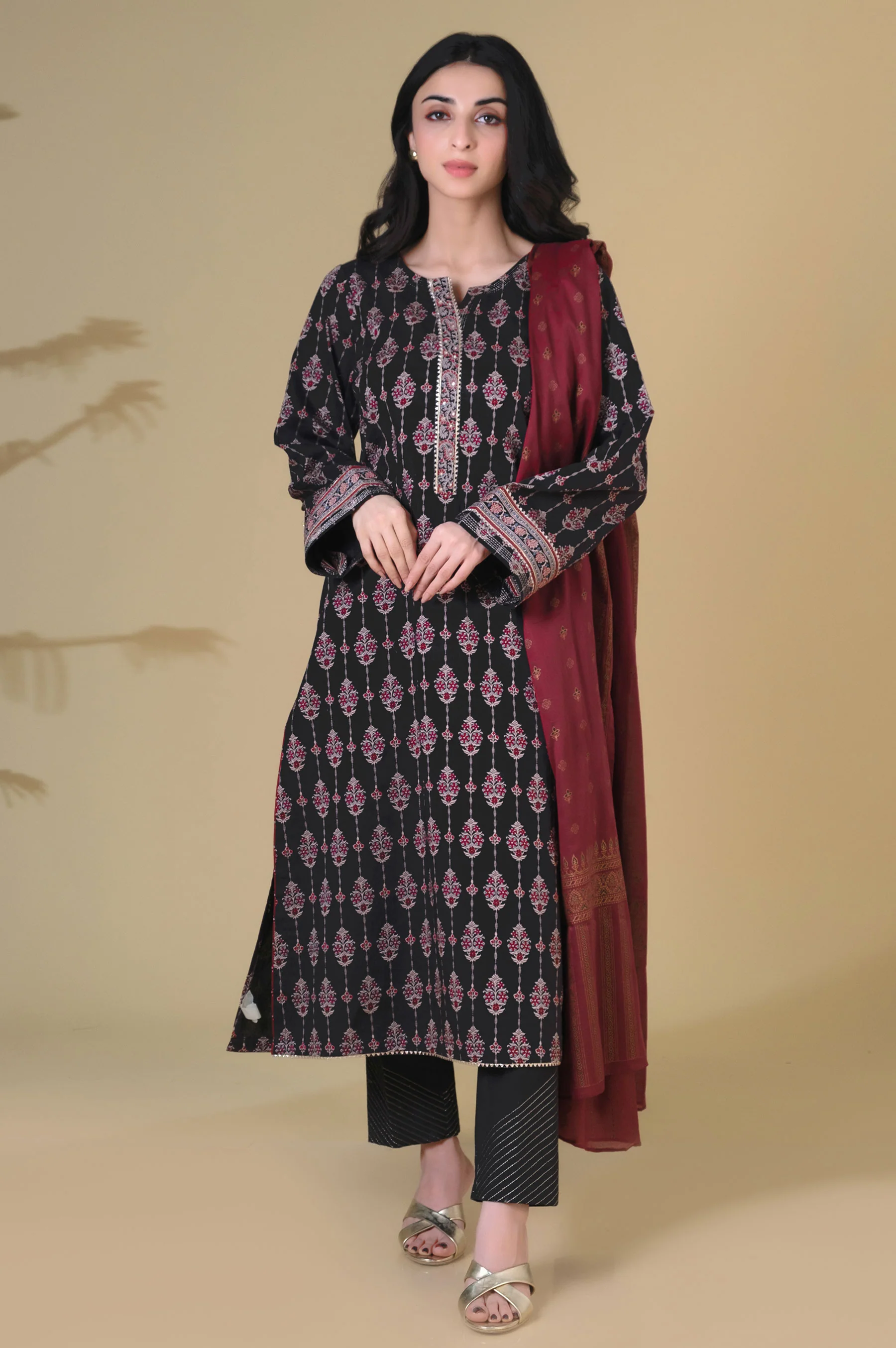 Unstitched 3 Piece Printed Lawn Suit - Image 2