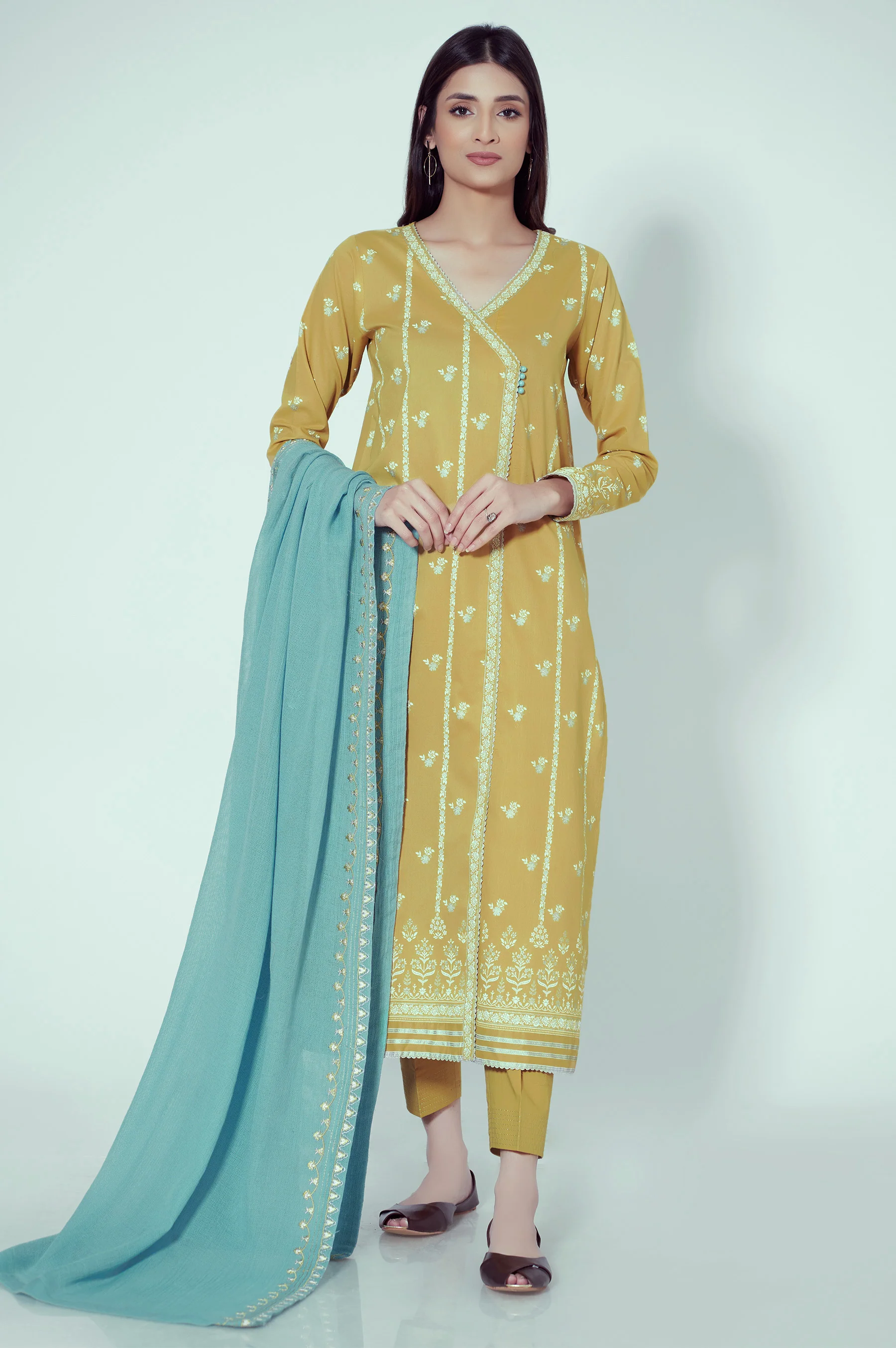 Unstitched 3 Piece Paste Printed Lawn Suit - Image 2
