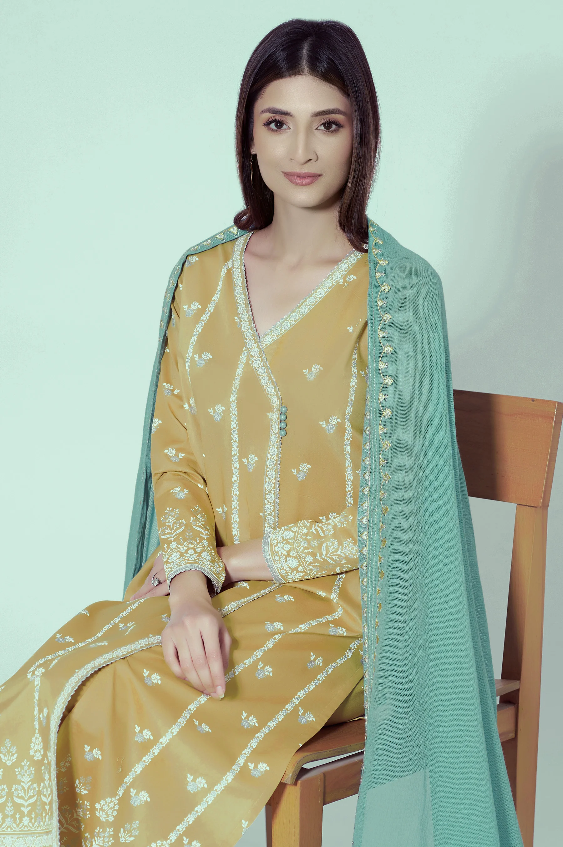 Unstitched 3 Piece Paste Printed Lawn Suit - Image 3