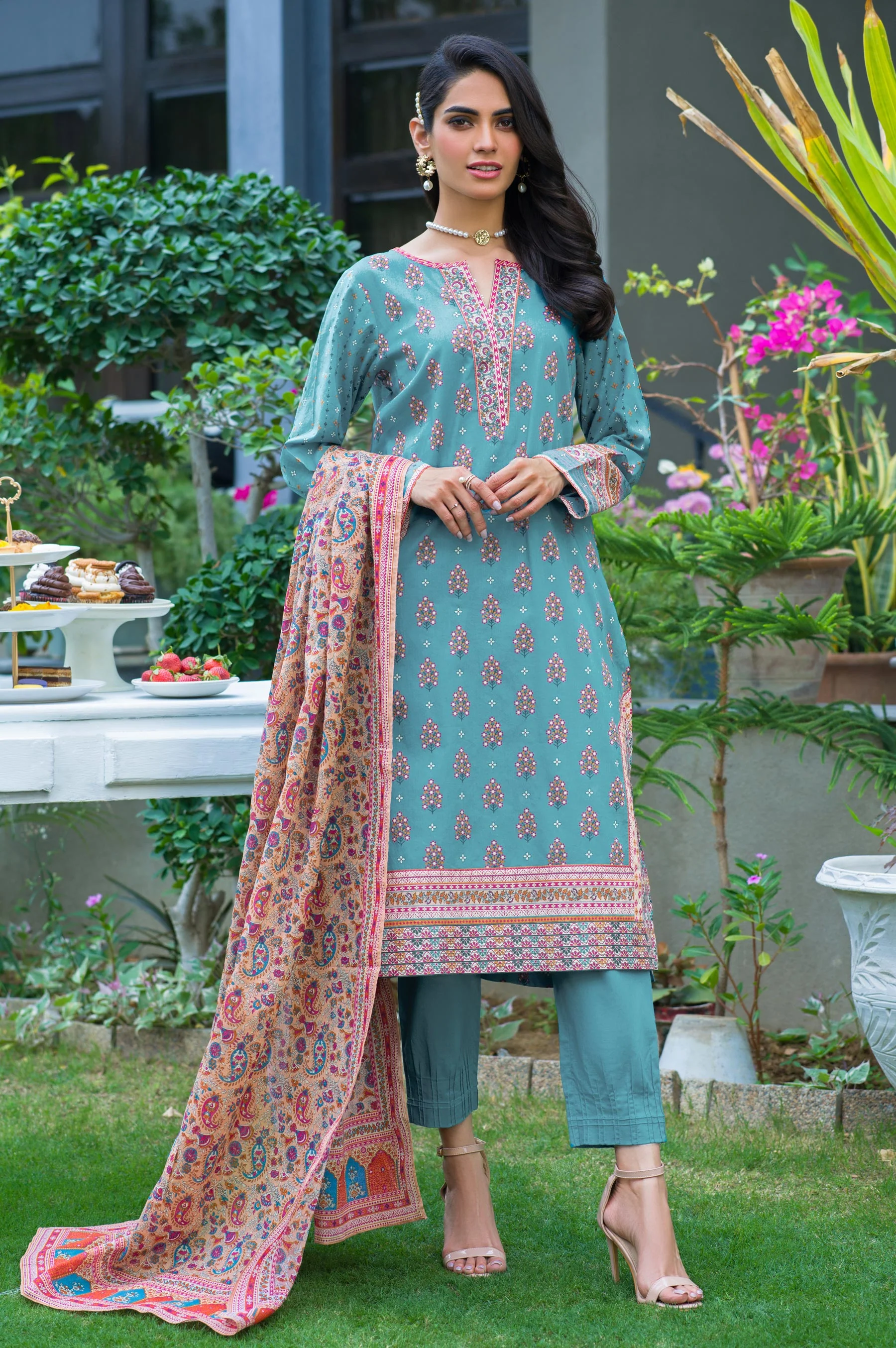 Unstitched 3 Piece Printed Lawn Suit