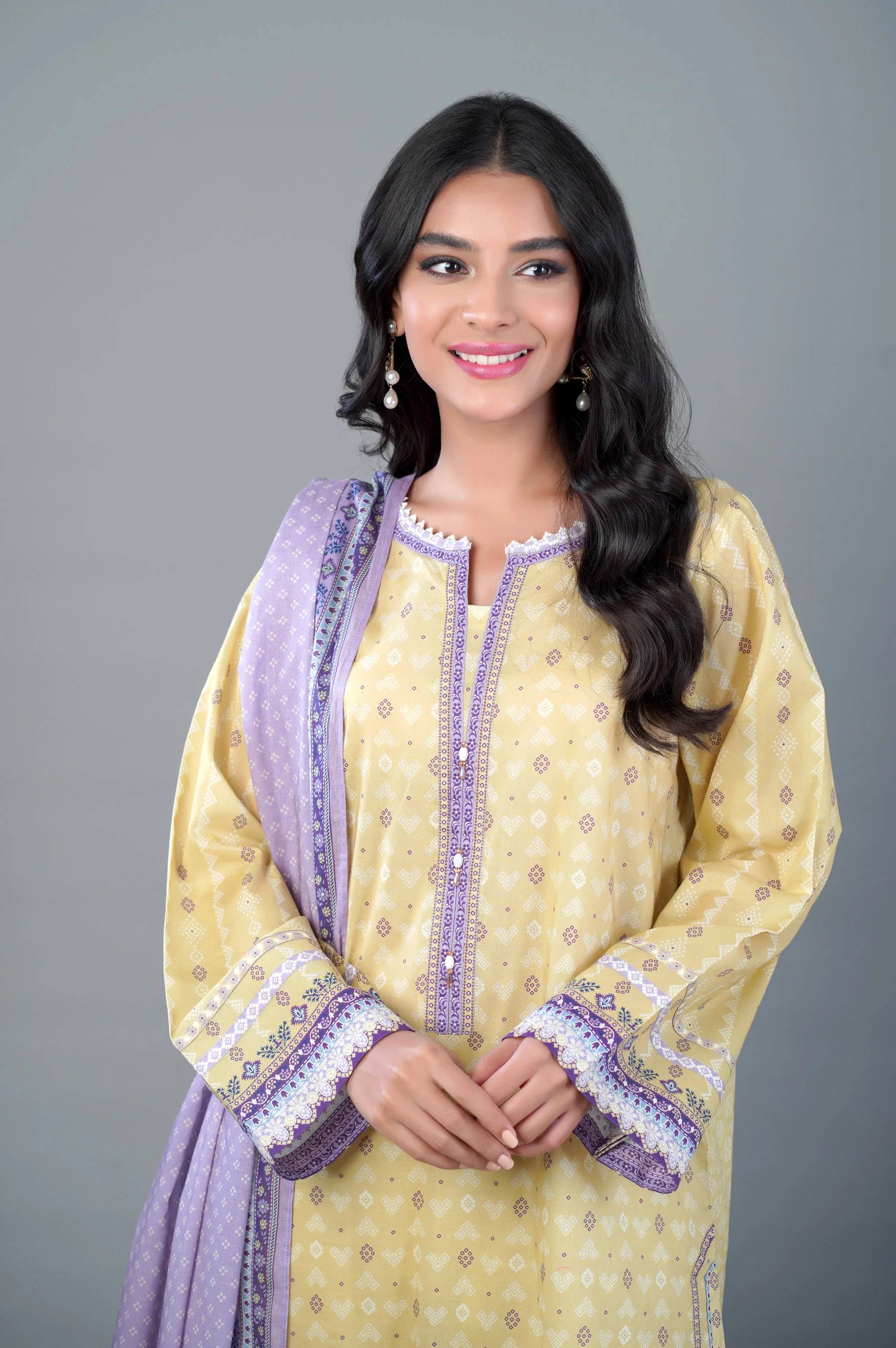 Unstitched 3 Piece Printed Lawn Suit - Image 4