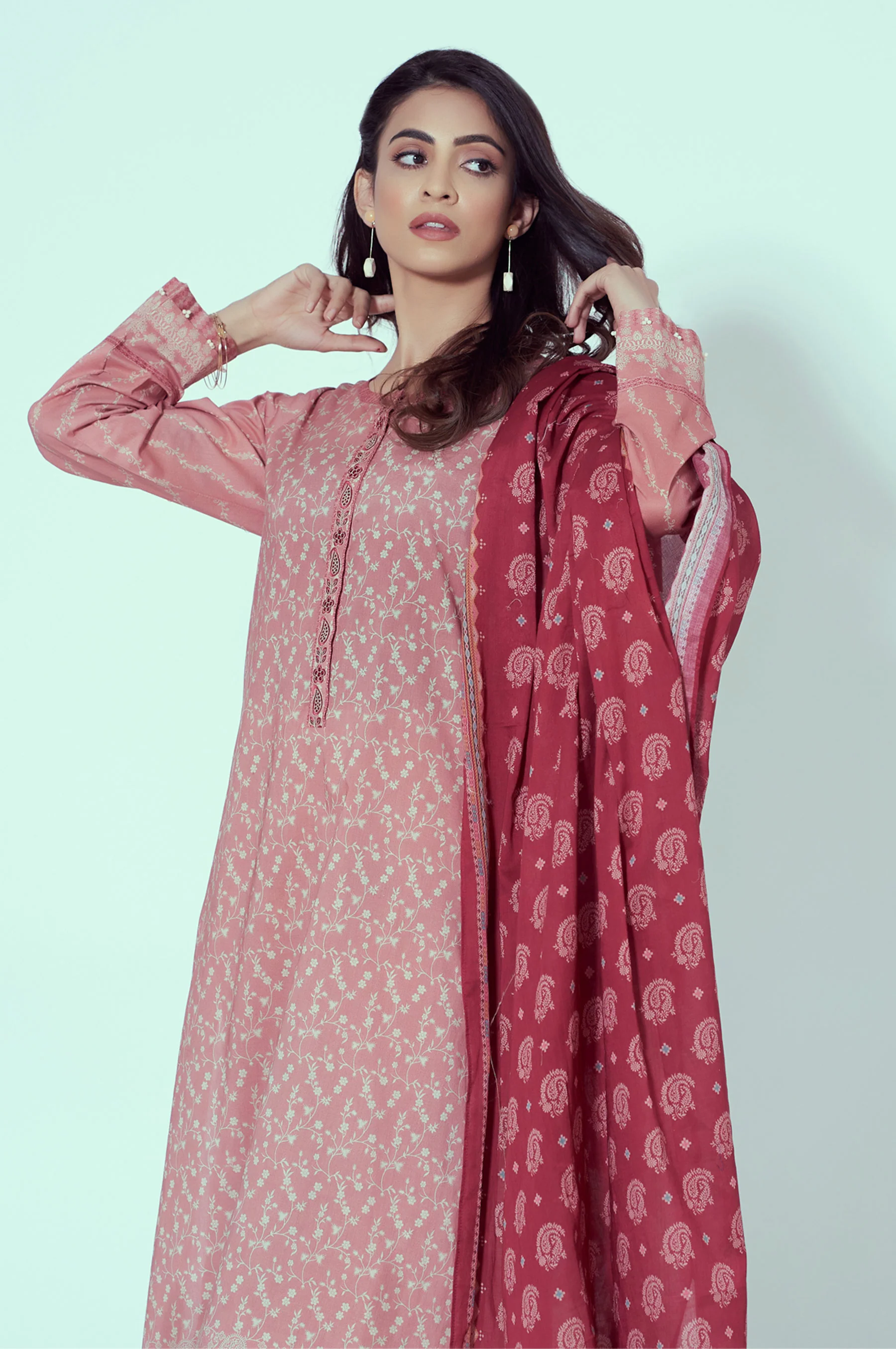 Unstitched 3 Piece Printed Lawn Suit - Image 3