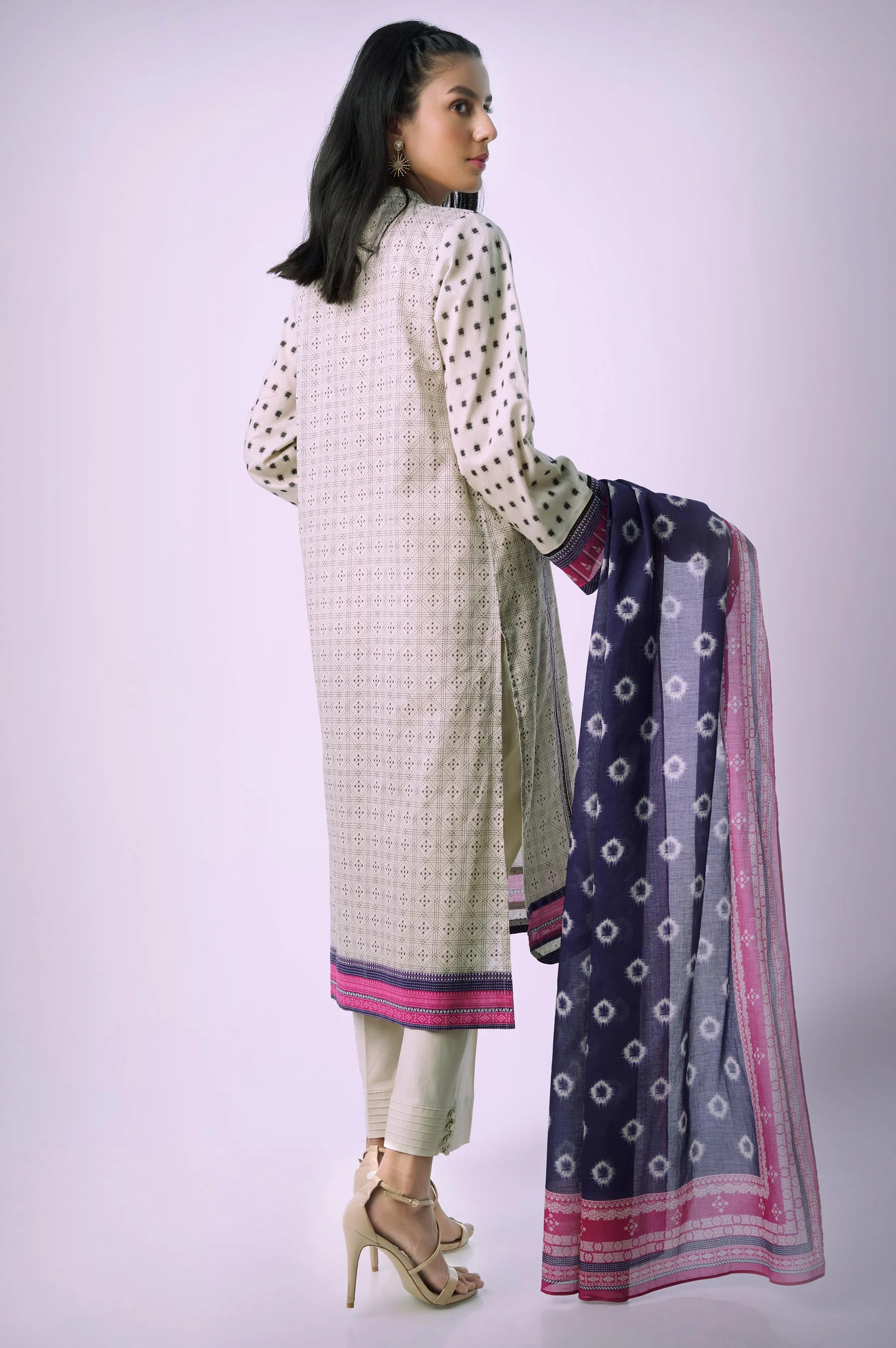 Unstitched 3 Piece Printed Lawn Suit - Image 3