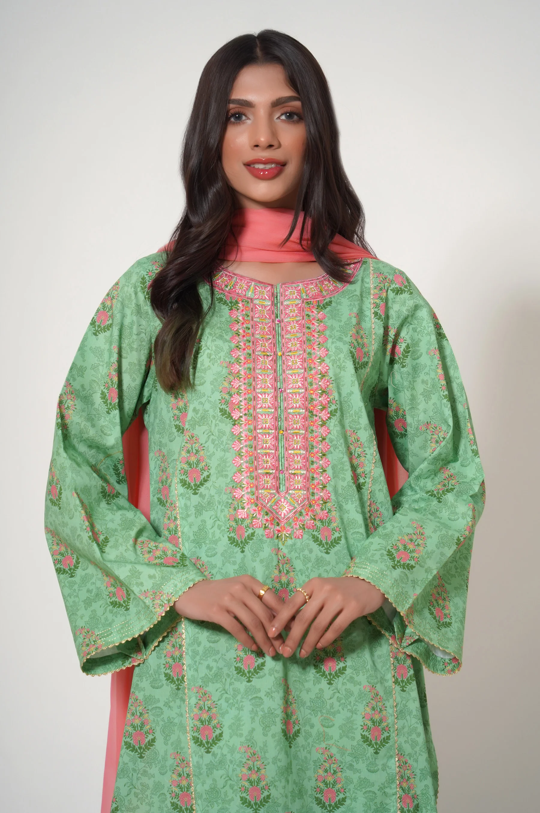 Unstitched 3 Piece Printed Lawn Suit - Image 5