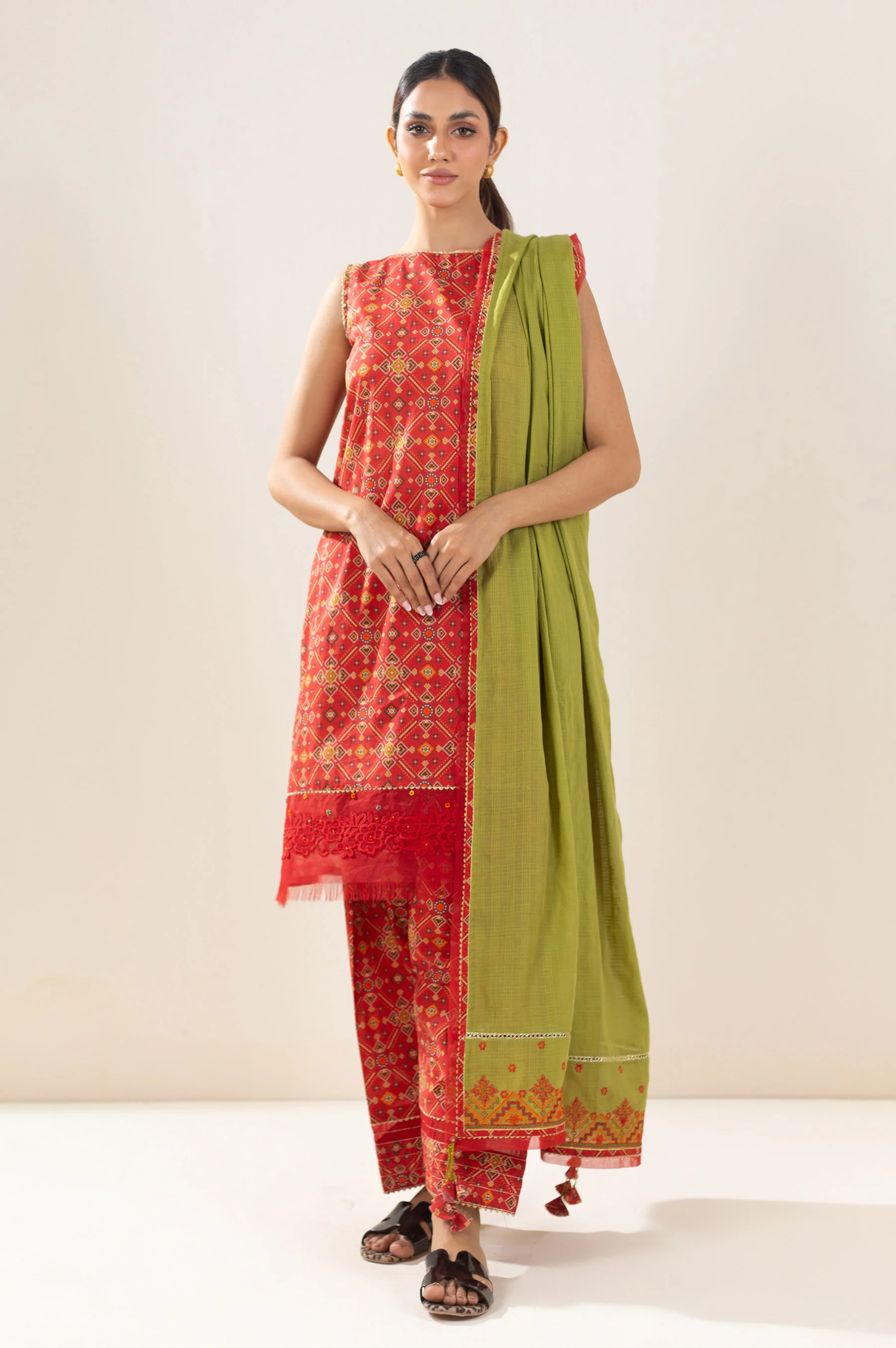 Unstitched 3 Piece Printed Lawn Suit - Image 3