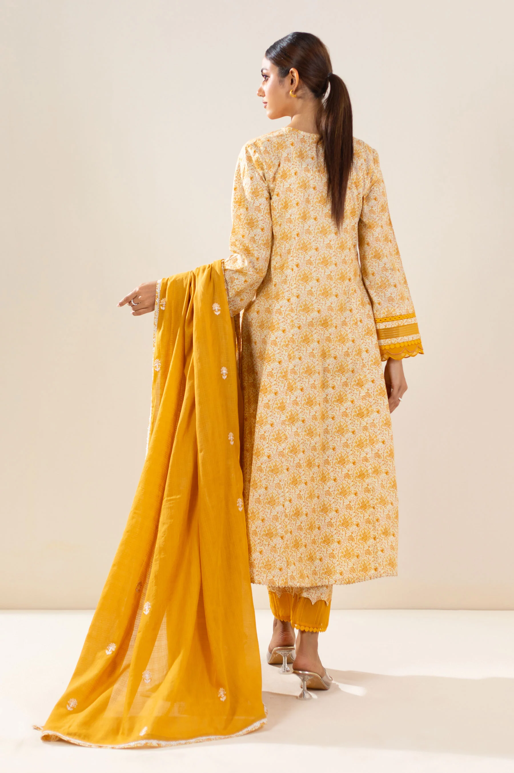 Unstitched 3 Piece Printed Lawn Suit - Image 3