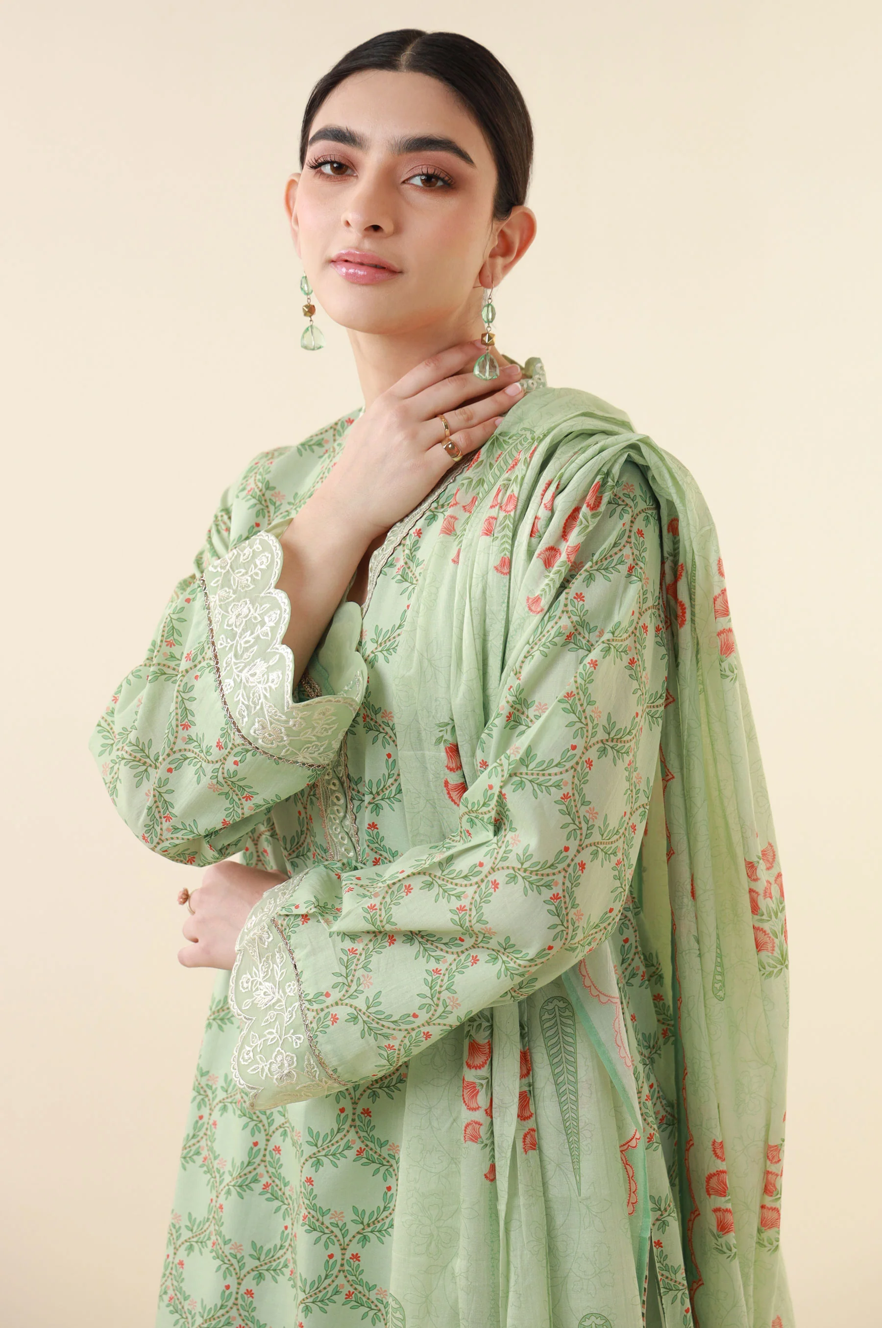 Unstitched 3 Piece Printed Lawn Suit - Image 2