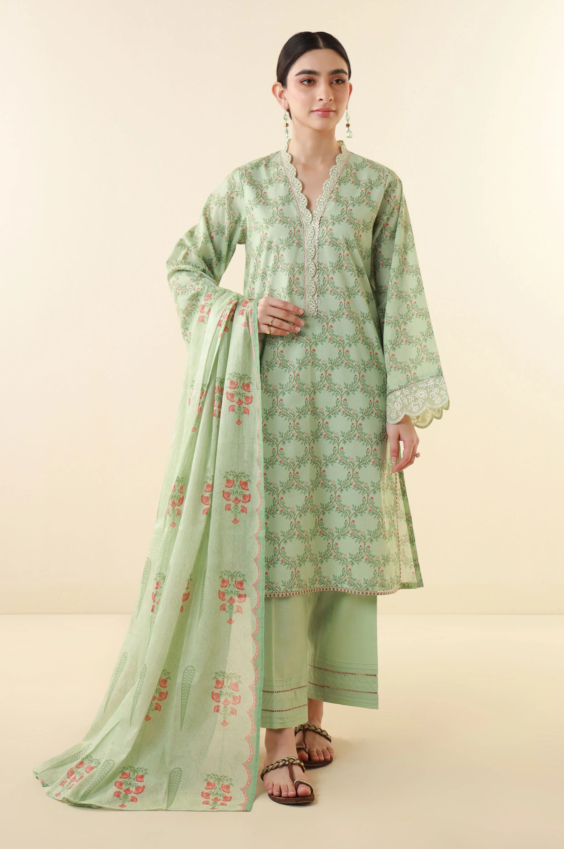 Unstitched 3 Piece Printed Lawn Suit - Image 7