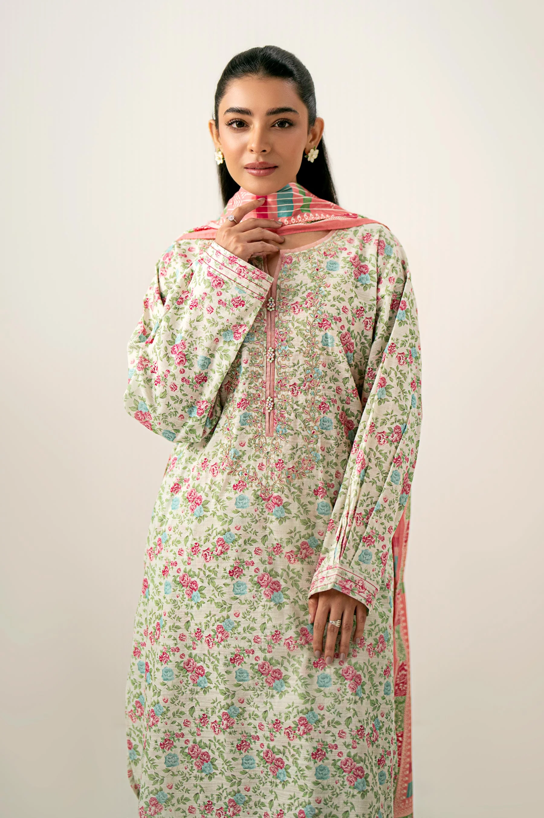 Unstitched 3 Piece Printed Lawn Suit - Image 3