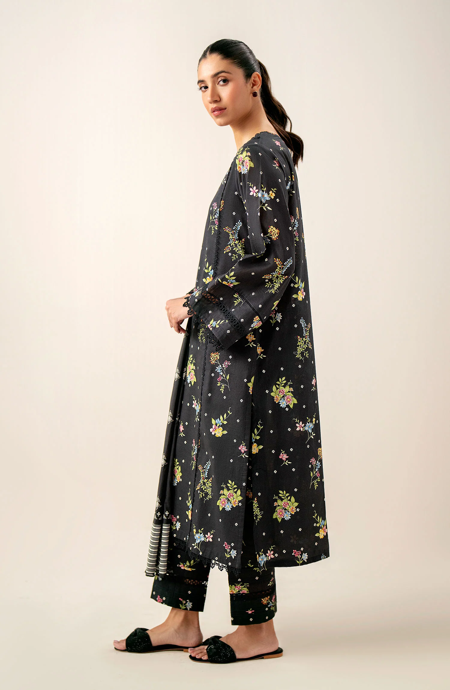 Unstitched 3 Piece Printed Lawn with Printed Cambric Bottom - Image 6