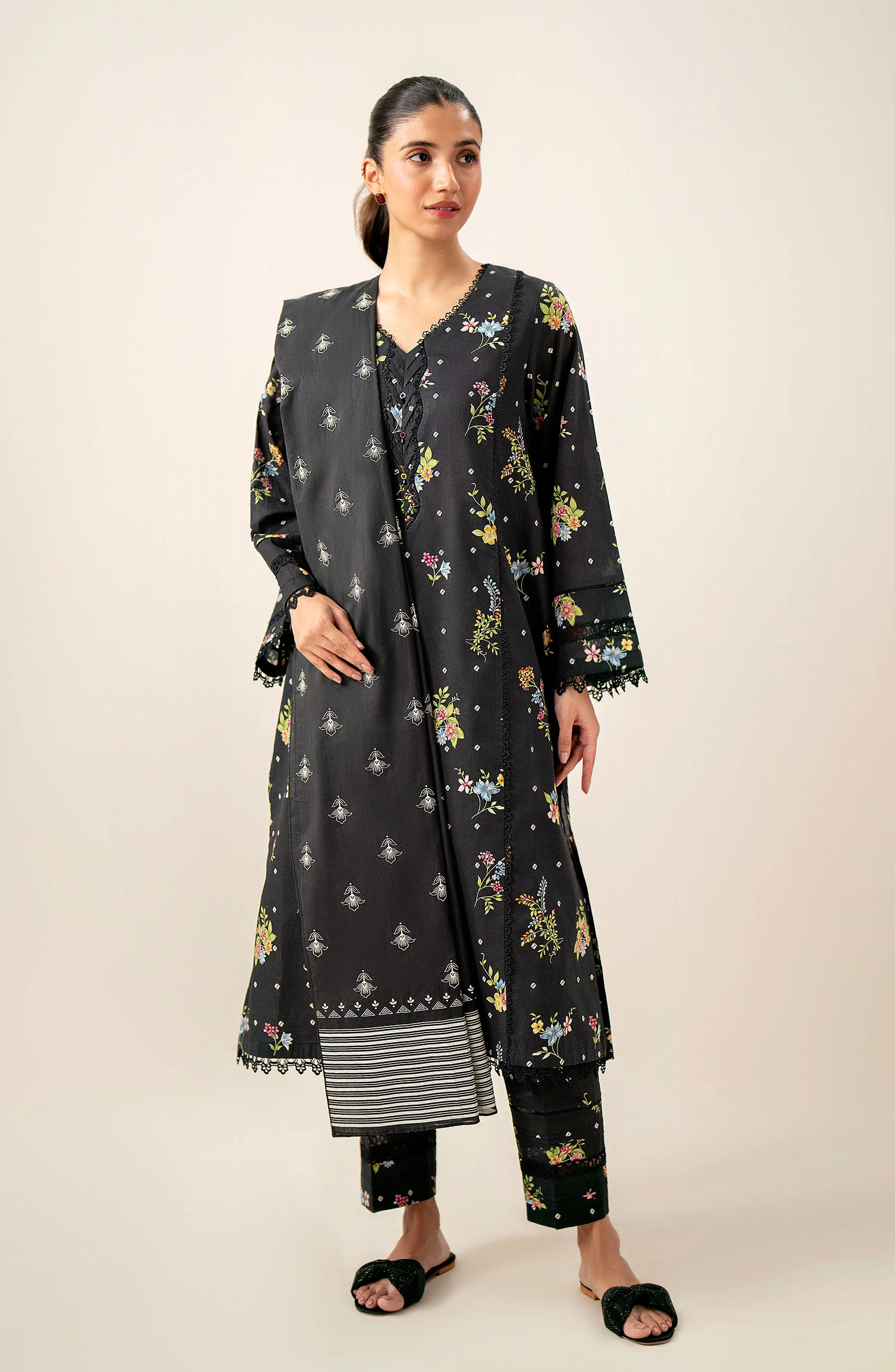 Unstitched 3 Piece Printed Lawn with Printed Cambric Bottom - Image 7