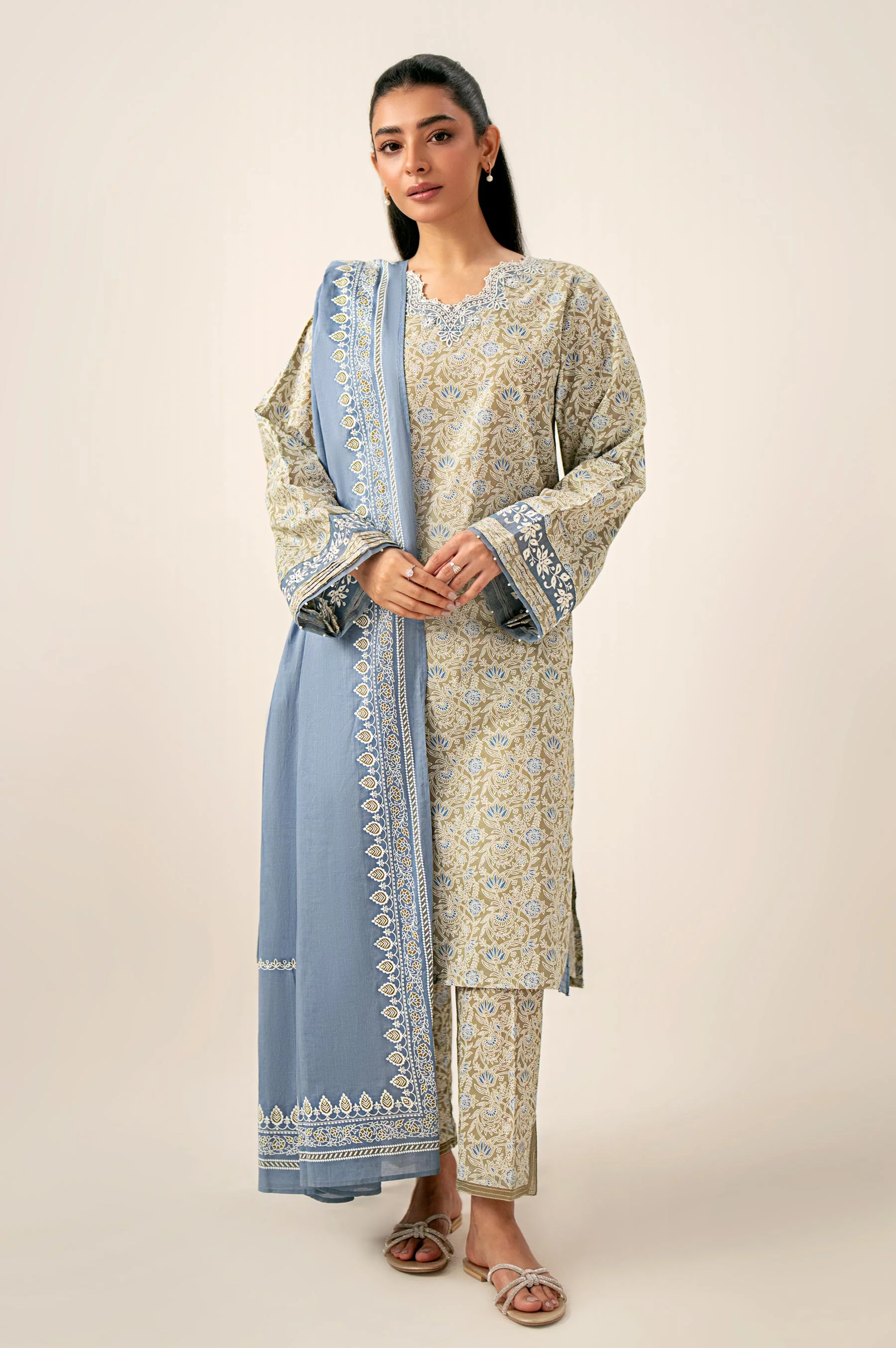 Unstitched 3 Piece Printed Lawn Suit