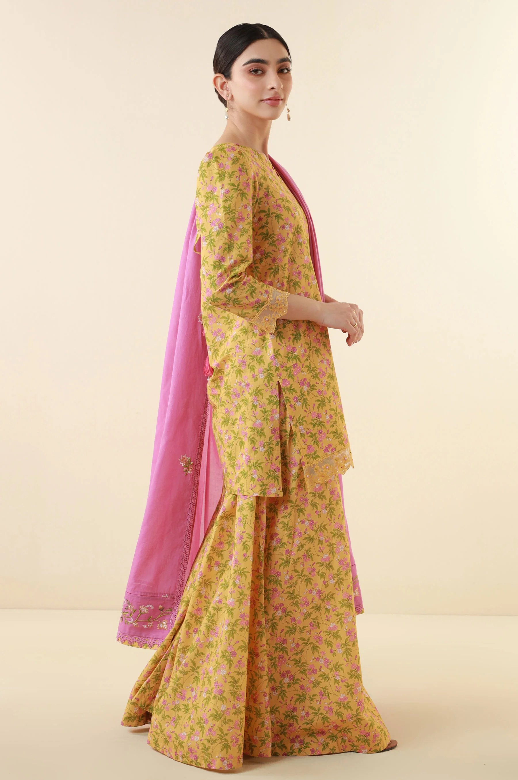 Unstitched 3 Piece Printed Lawn Suit - Image 2