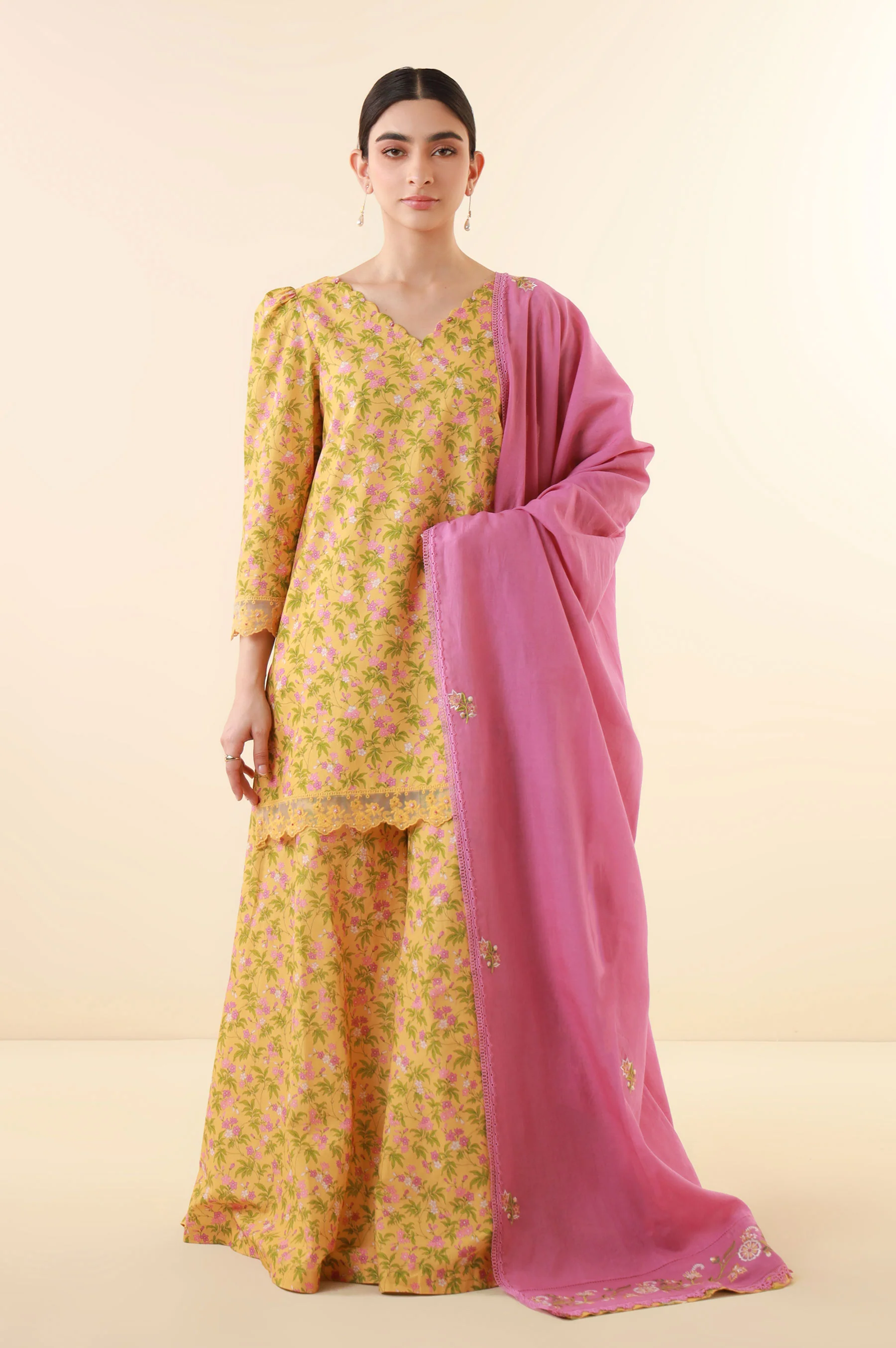 Unstitched 3 Piece Printed Lawn Suit - Image 5