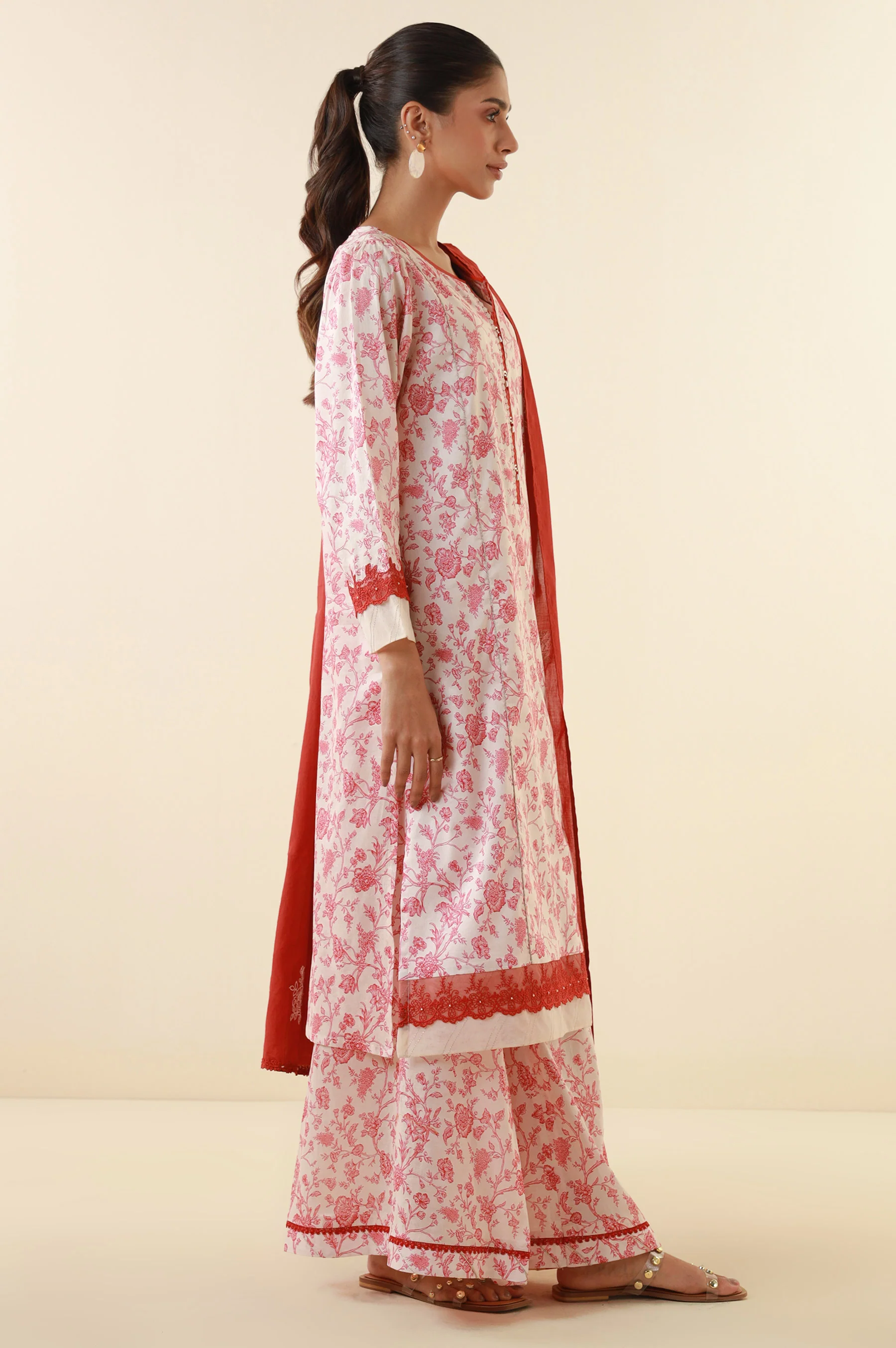Unstitched 3 Piece Printed Lawn Suit - Image 3
