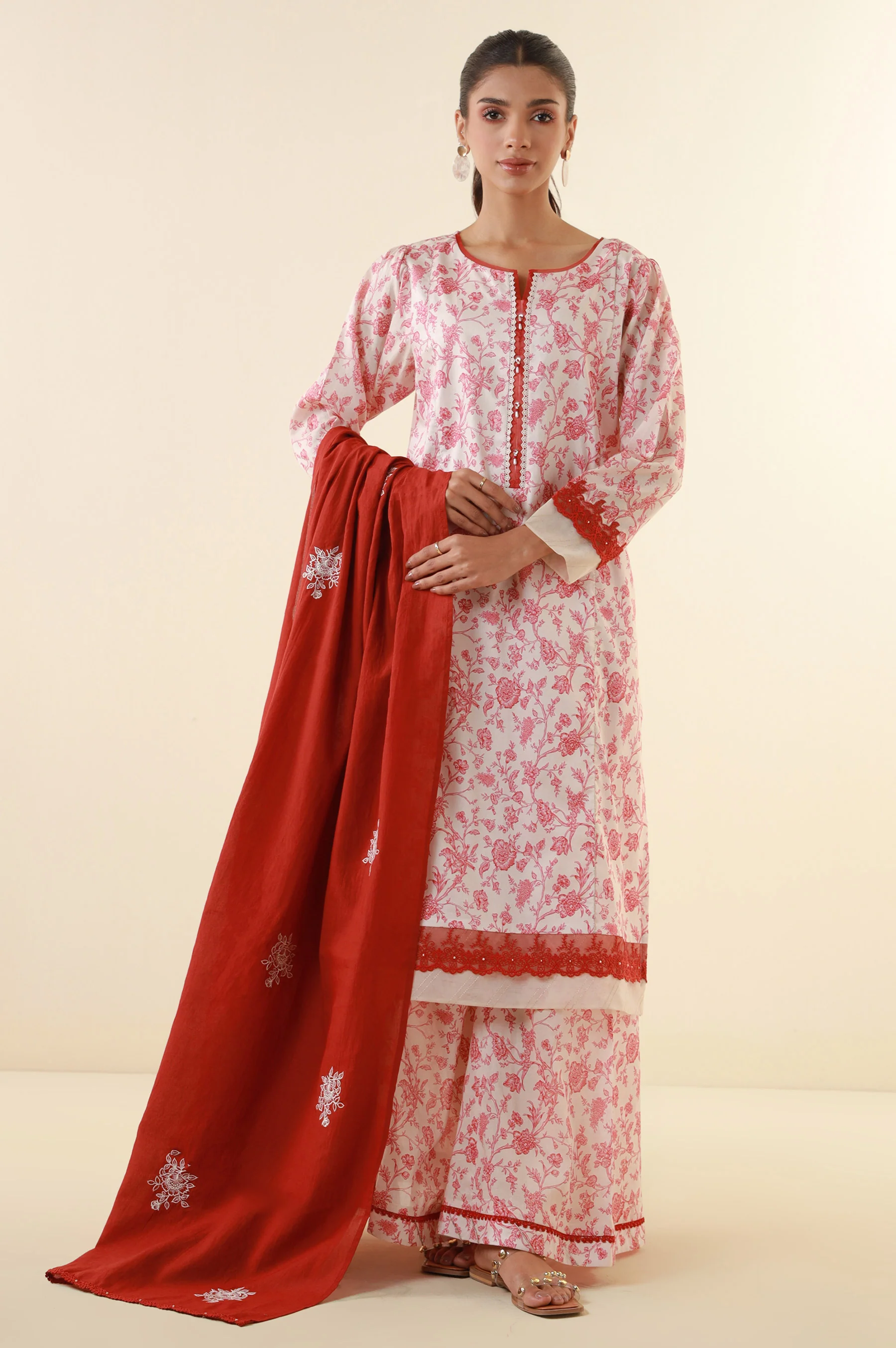 Unstitched 3 Piece Printed Lawn Suit - Image 8