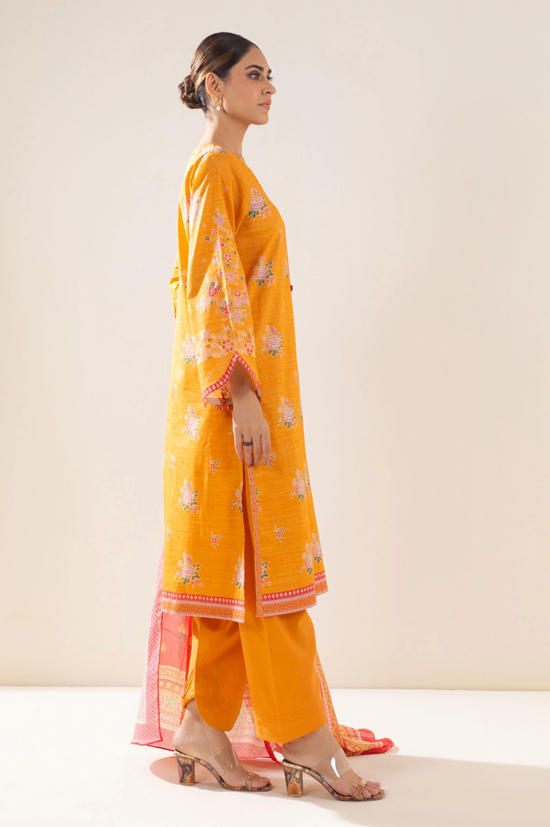 Unstitched 3 Piece Printed Lawn Suit - Image 3