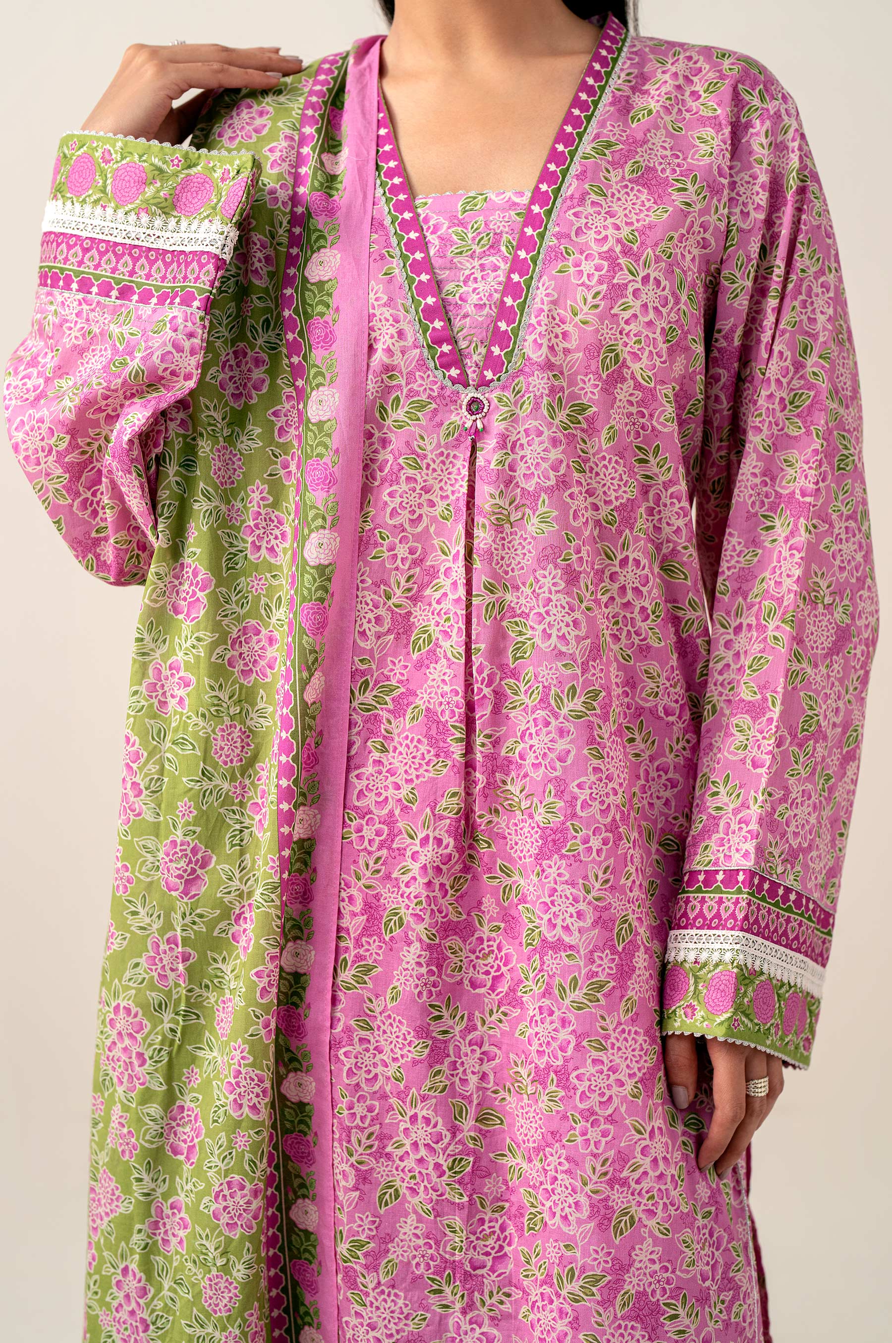 Unstitched 3 Piece Printed Lawn Shirt with Lawn Dupatta - Image 3
