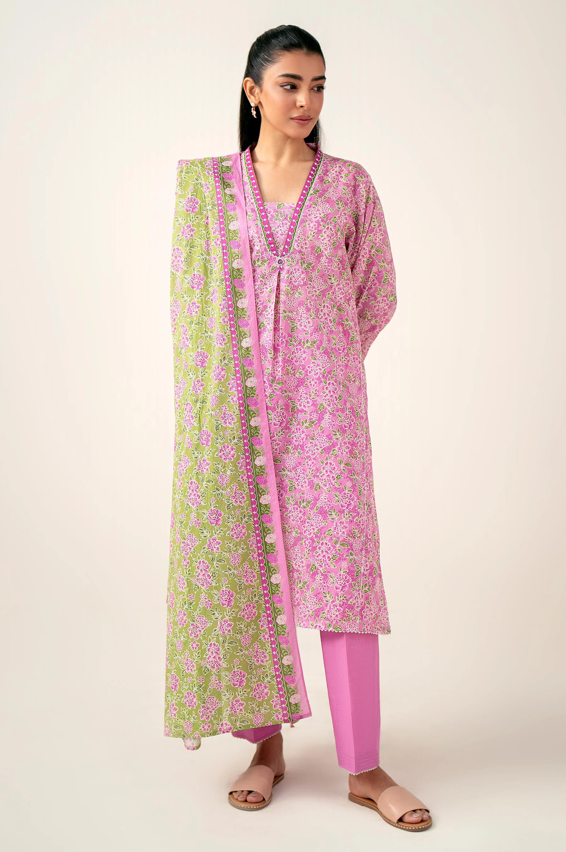 Unstitched 3 Piece Printed Lawn Shirt with Lawn Dupatta - Image 5