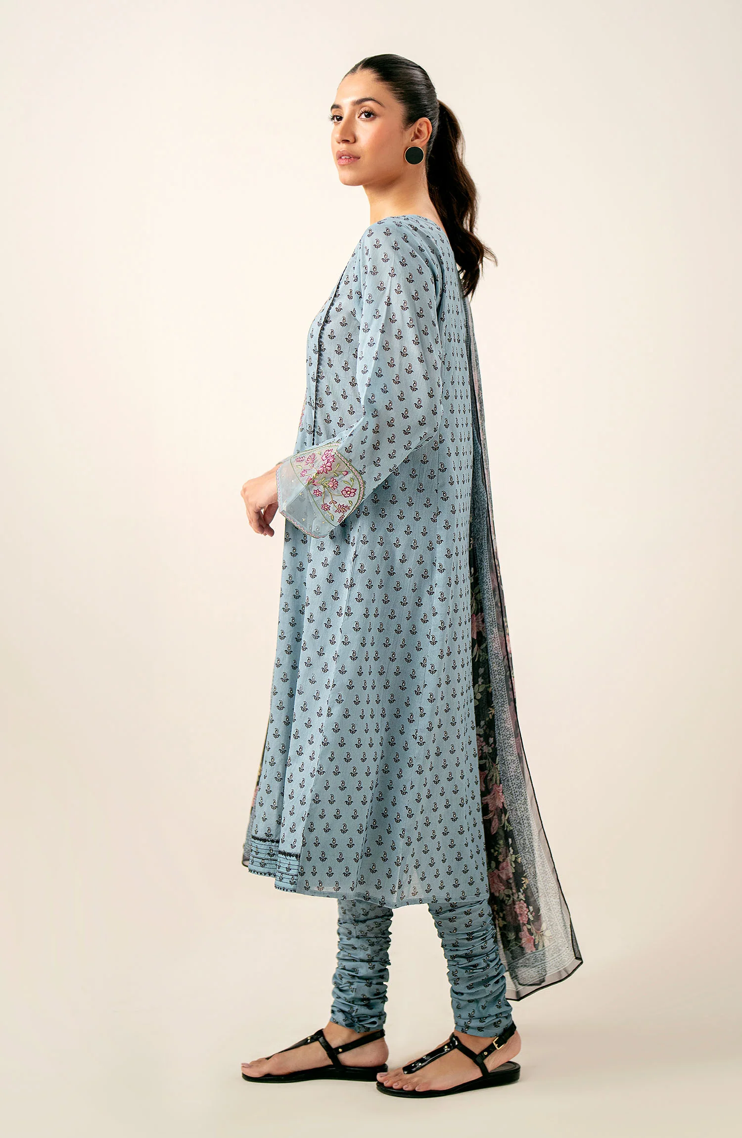 Unstitched 3 Piece Printed Lawn Shirt with Printed Chiffon Dupatta - Image 3