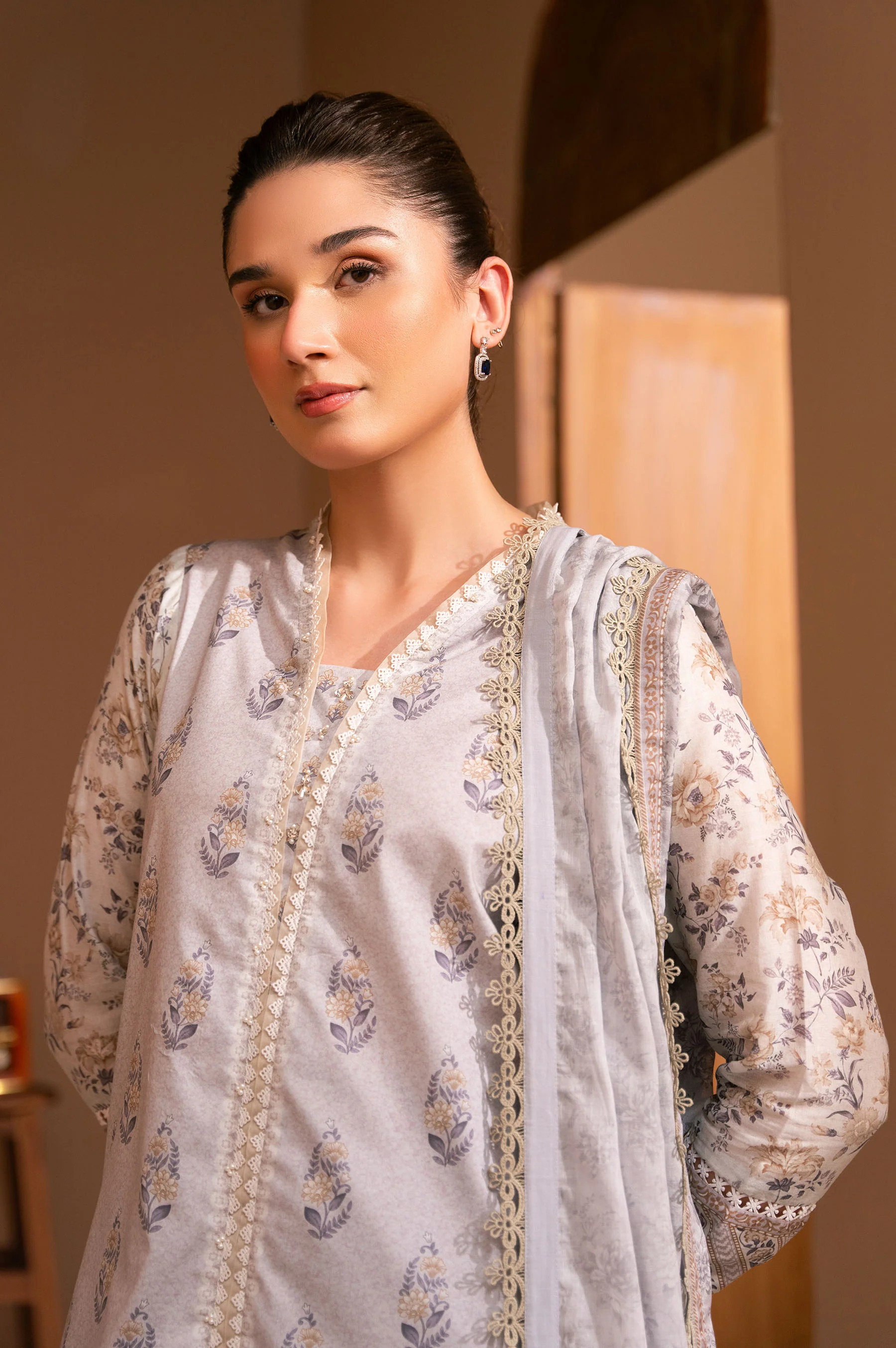 Unstitched 3 Piece Printed Lawn Suit - Image 2