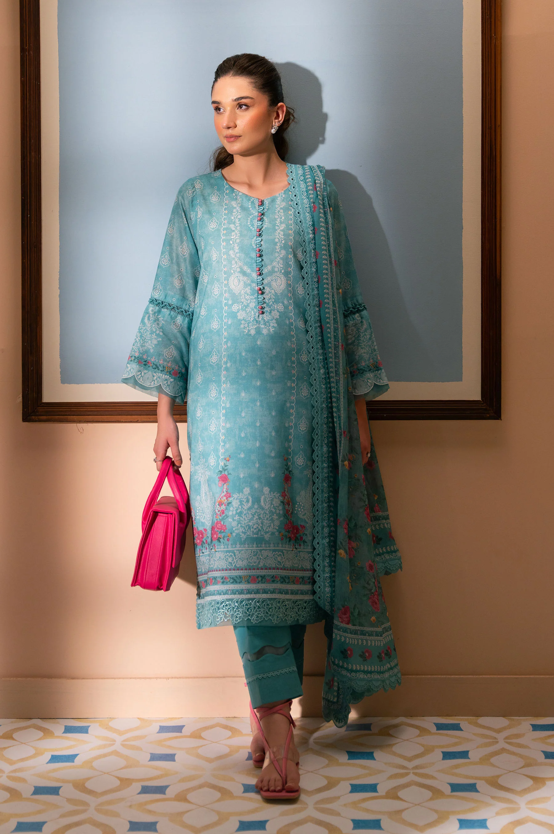 Unstitched 3 Piece Printed Lawn Suit - Image 2