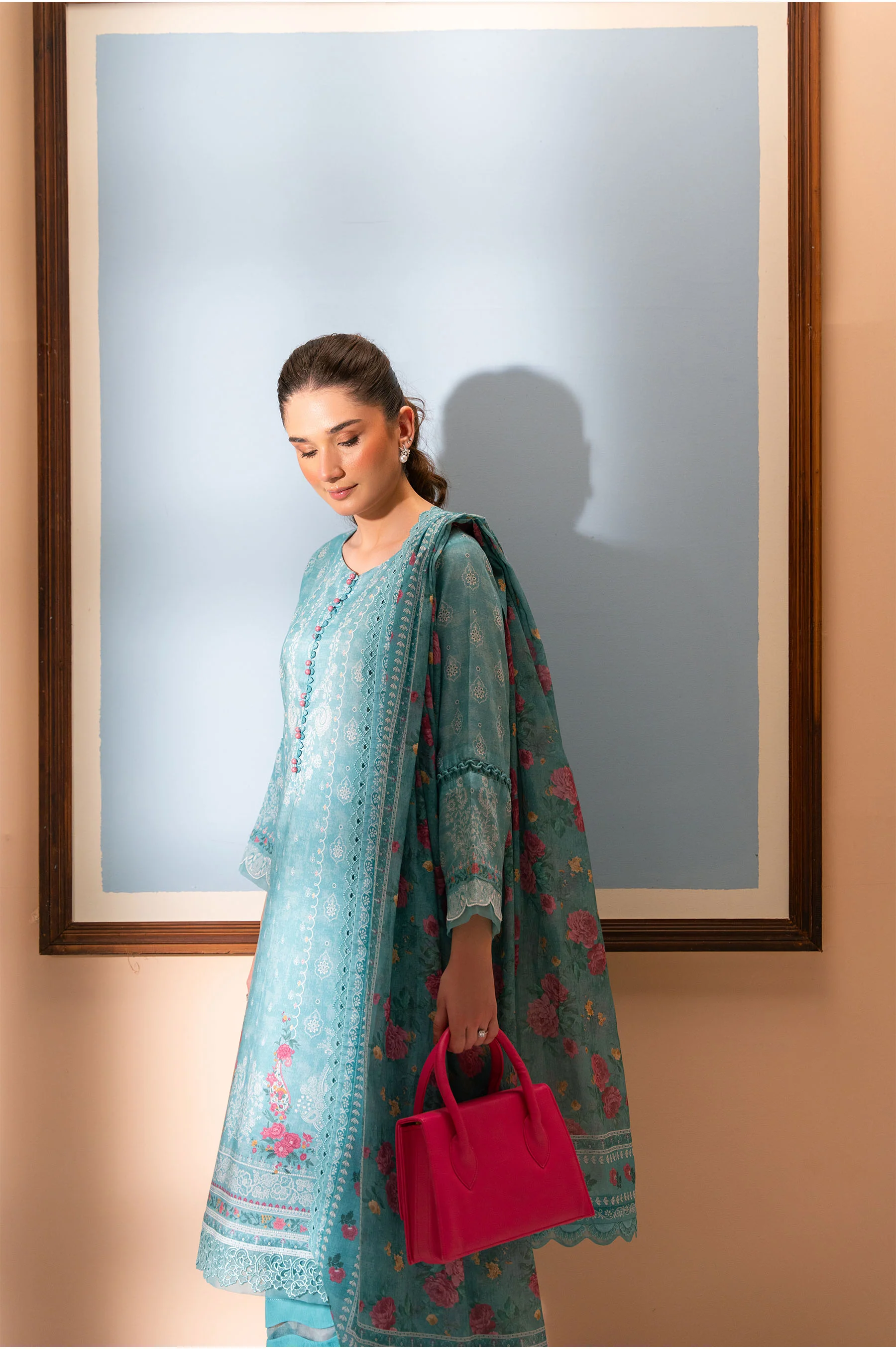 Unstitched 3 Piece Printed Lawn Suit - Image 3