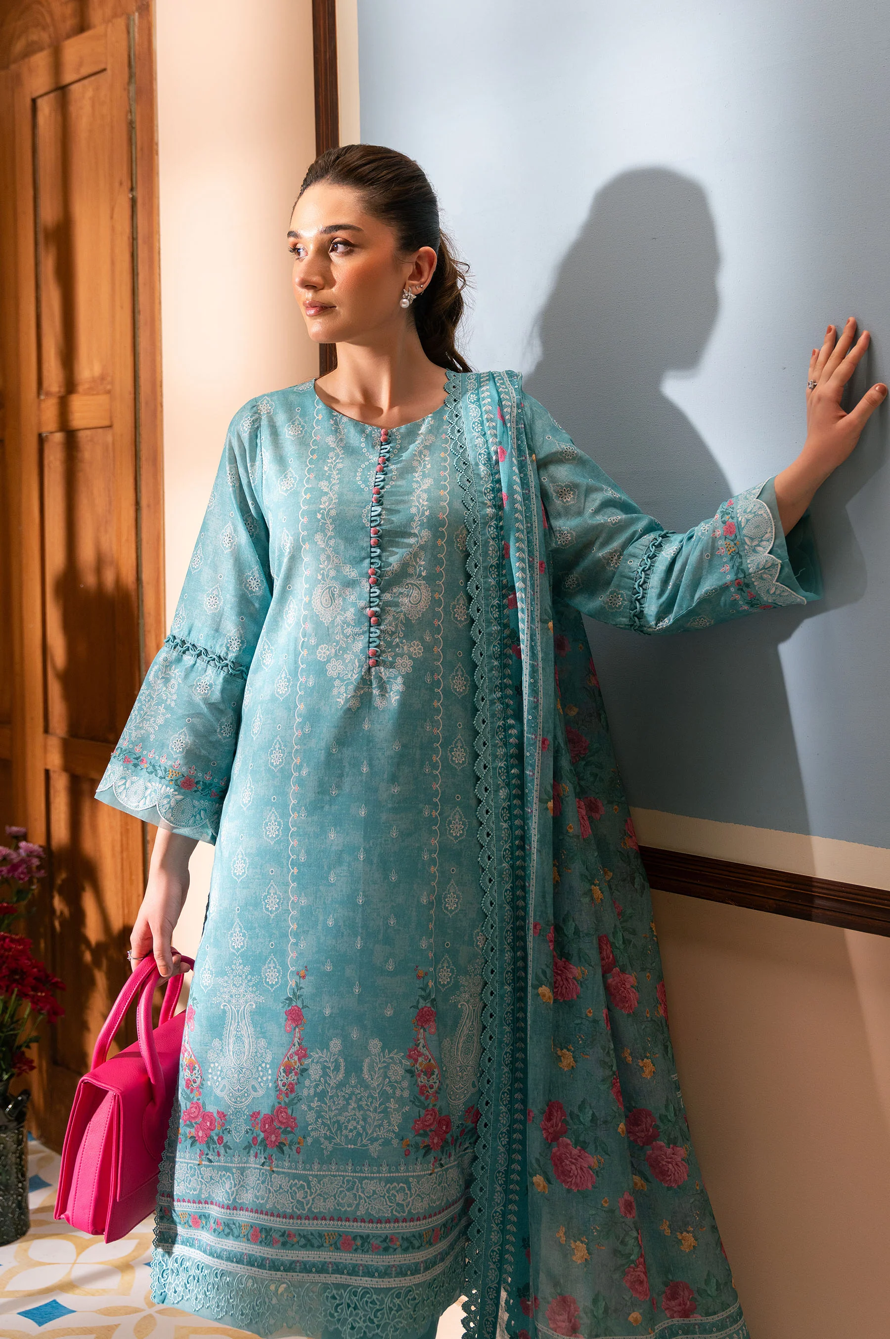 Unstitched 3 Piece Printed Lawn Suit - Image 5
