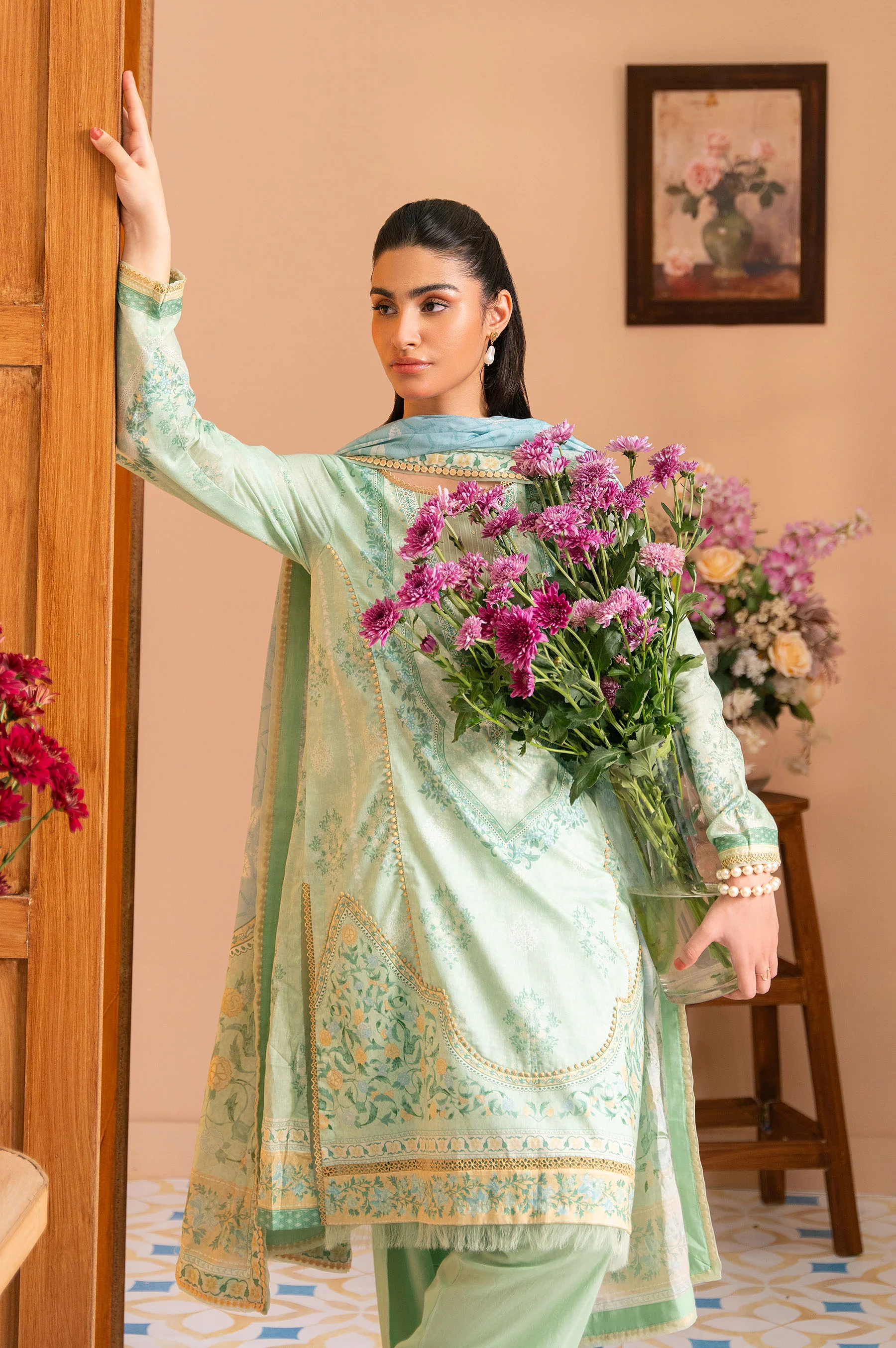 Unstitched 3 Piece Printed Lawn Suit - Image 5