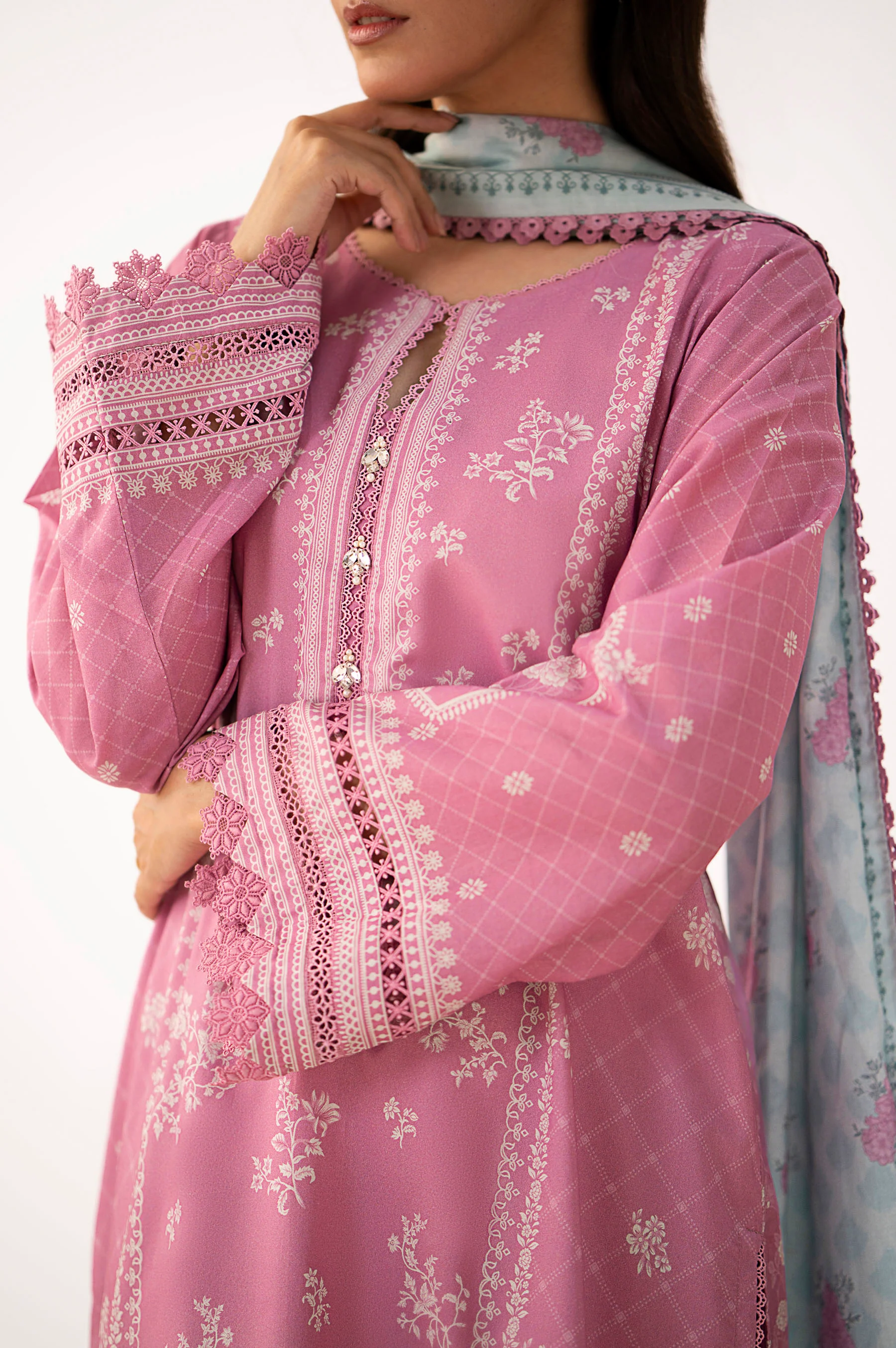 Unstitched 3 Piece Printed Lawn Suit - Image 2
