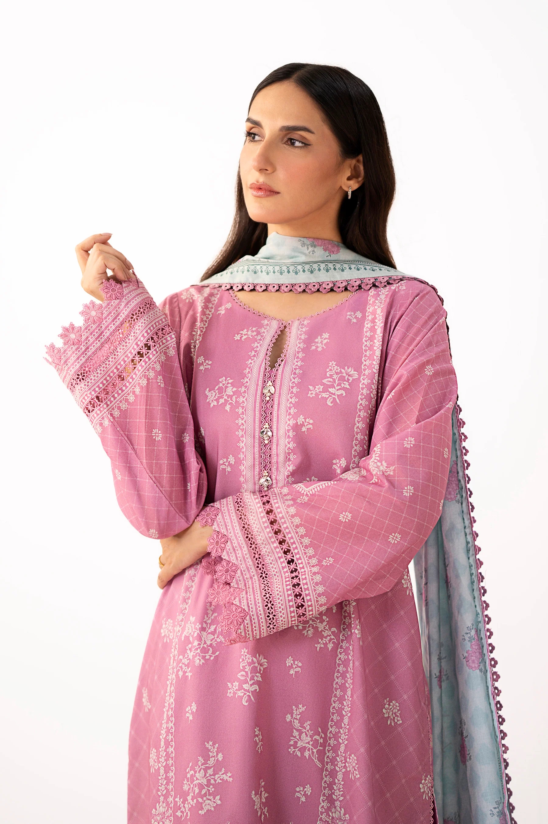 Unstitched 3 Piece Printed Lawn Suit - Image 4