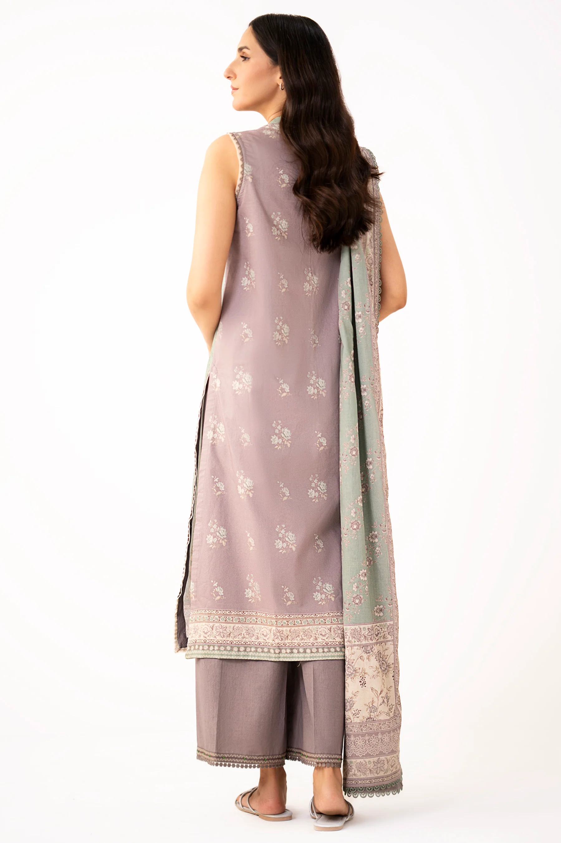 Unstitched 3 Piece Printed Lawn Suit - Image 3